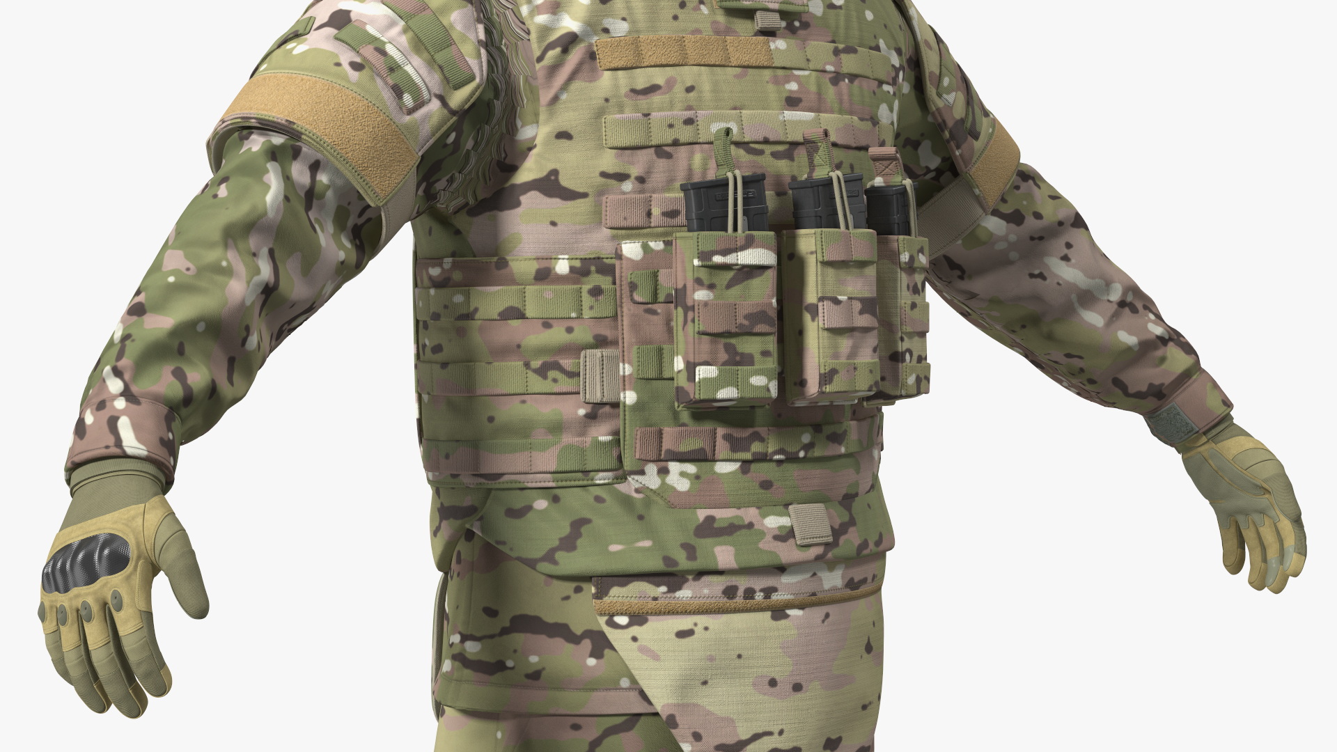 Army Soldier in Green Camo Rigged for Maya 3D