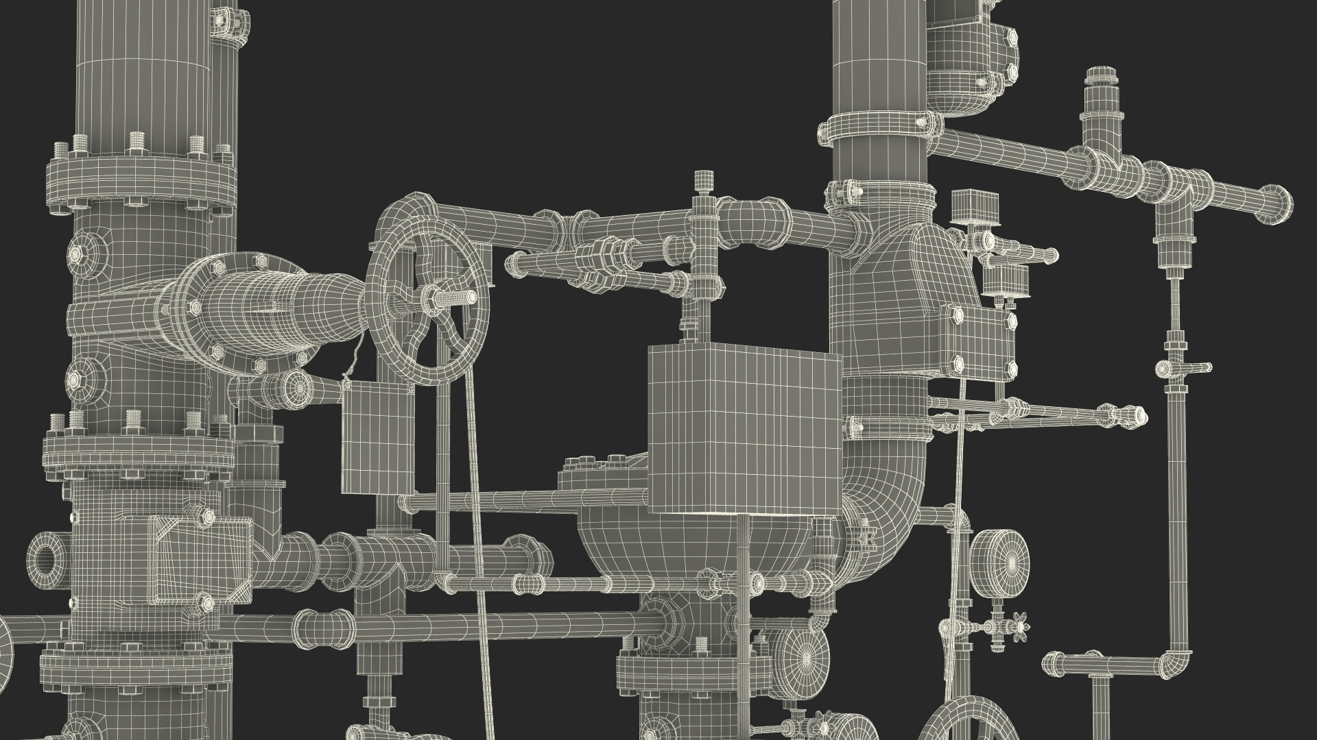 3D Industrial Pipeline and Valve System