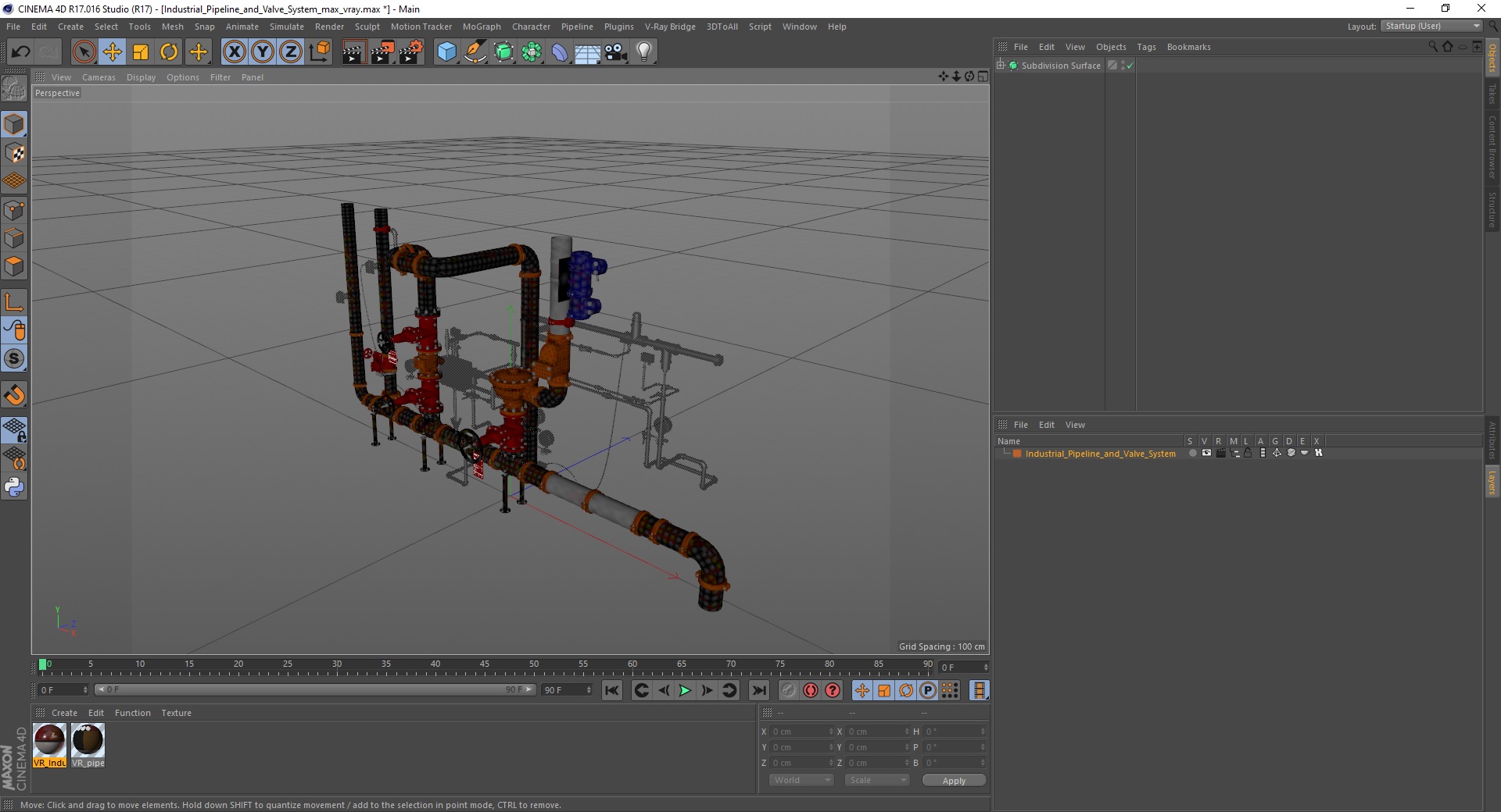 3D Industrial Pipeline and Valve System