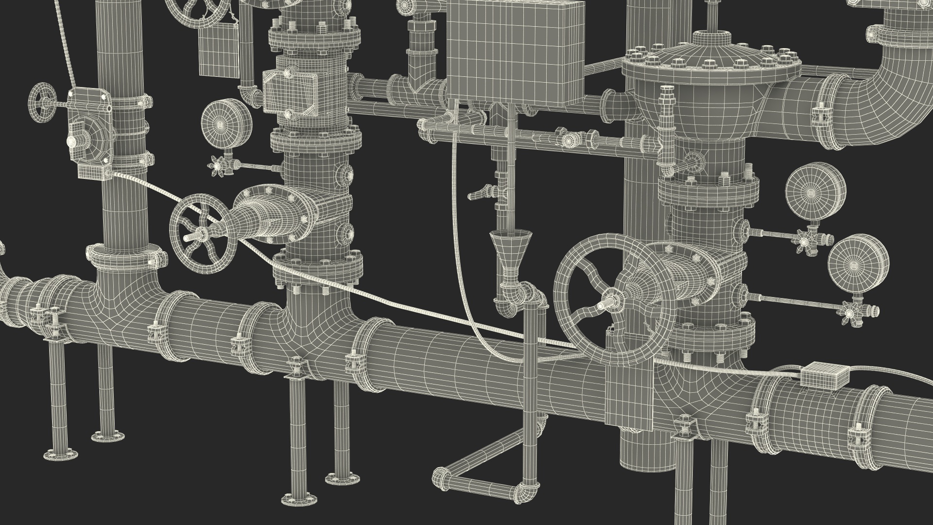 3D Industrial Pipeline and Valve System