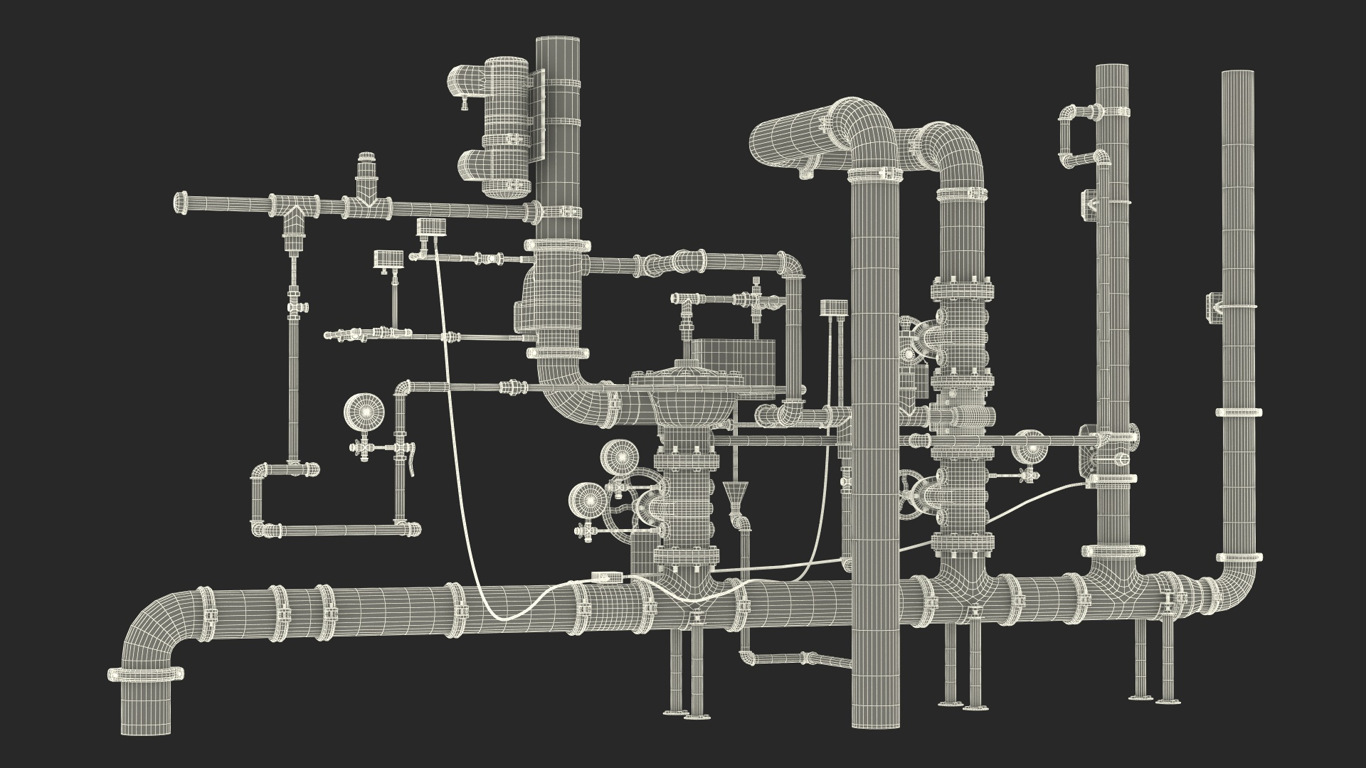 3D Industrial Pipeline and Valve System