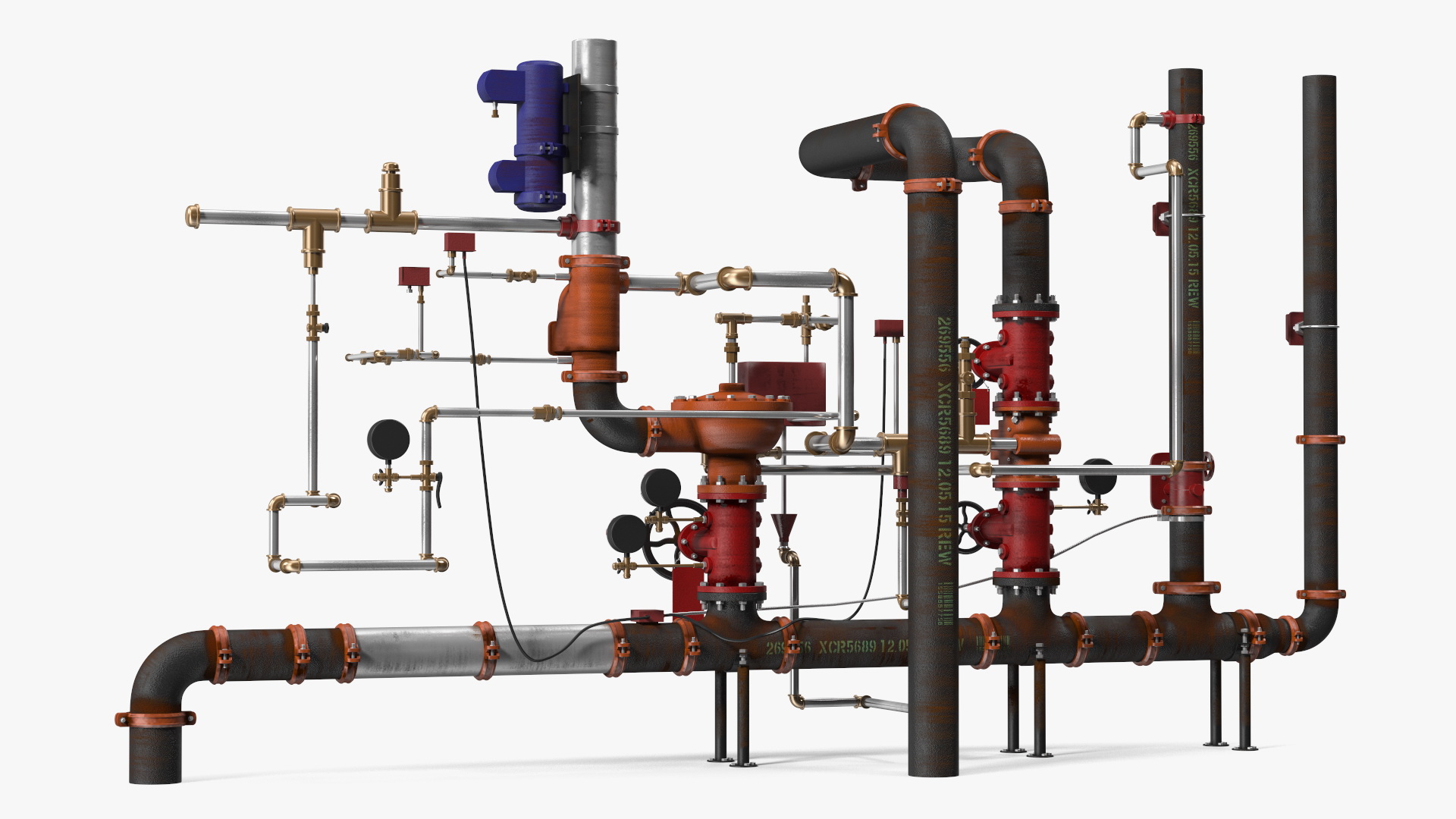 3D Industrial Pipeline and Valve System