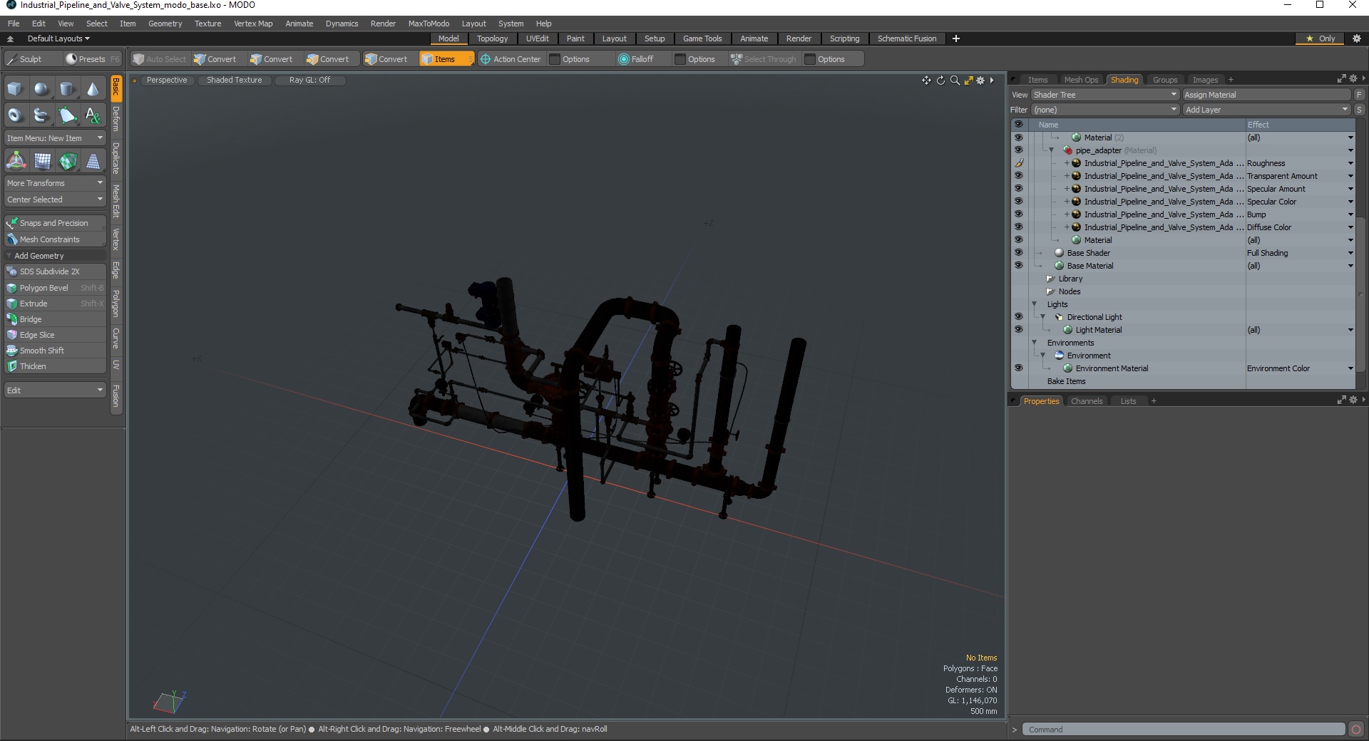 3D Industrial Pipeline and Valve System