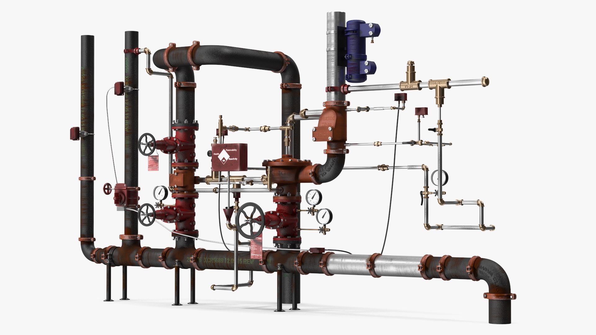 3D Industrial Pipeline and Valve System