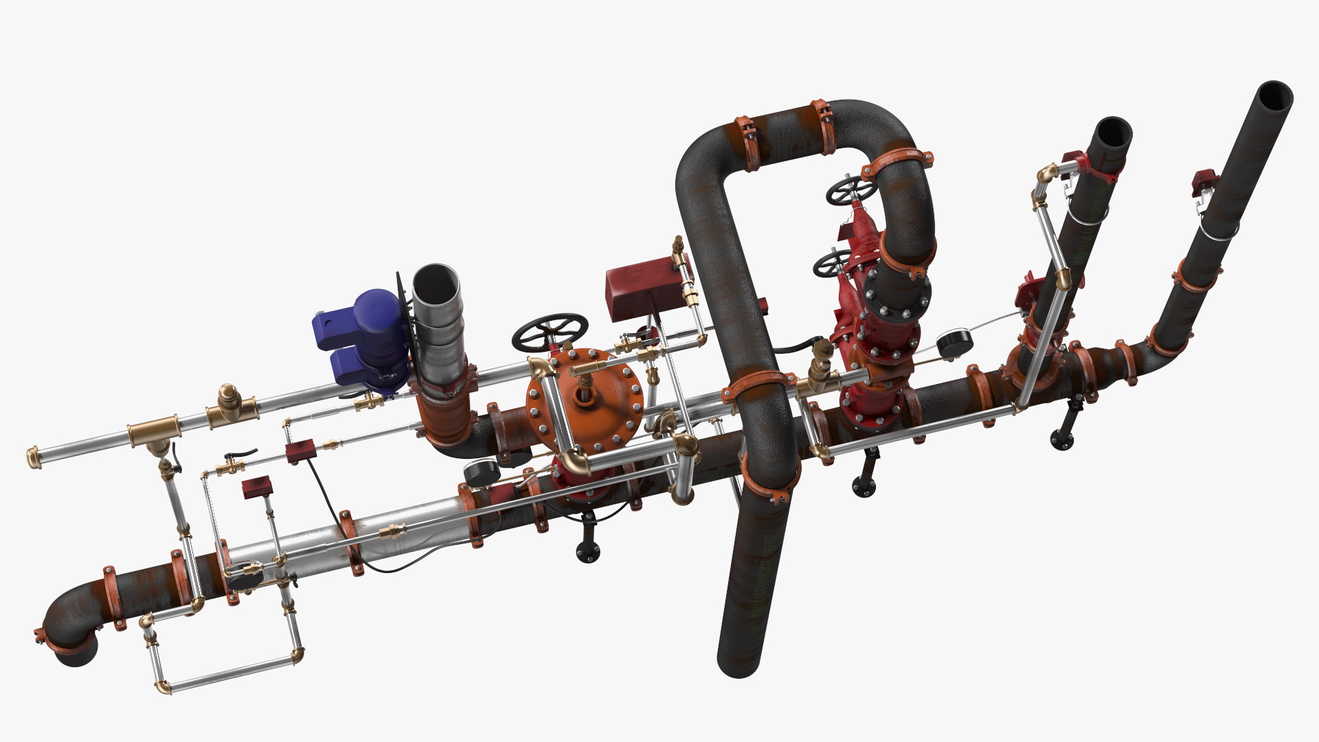 3D Industrial Pipeline and Valve System