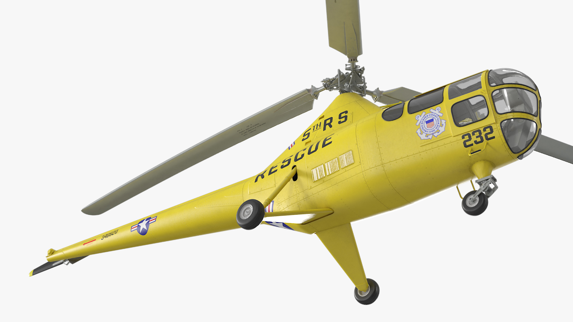 3D Search and Rescue Helicopter Sikorsky H-5 Rigged model