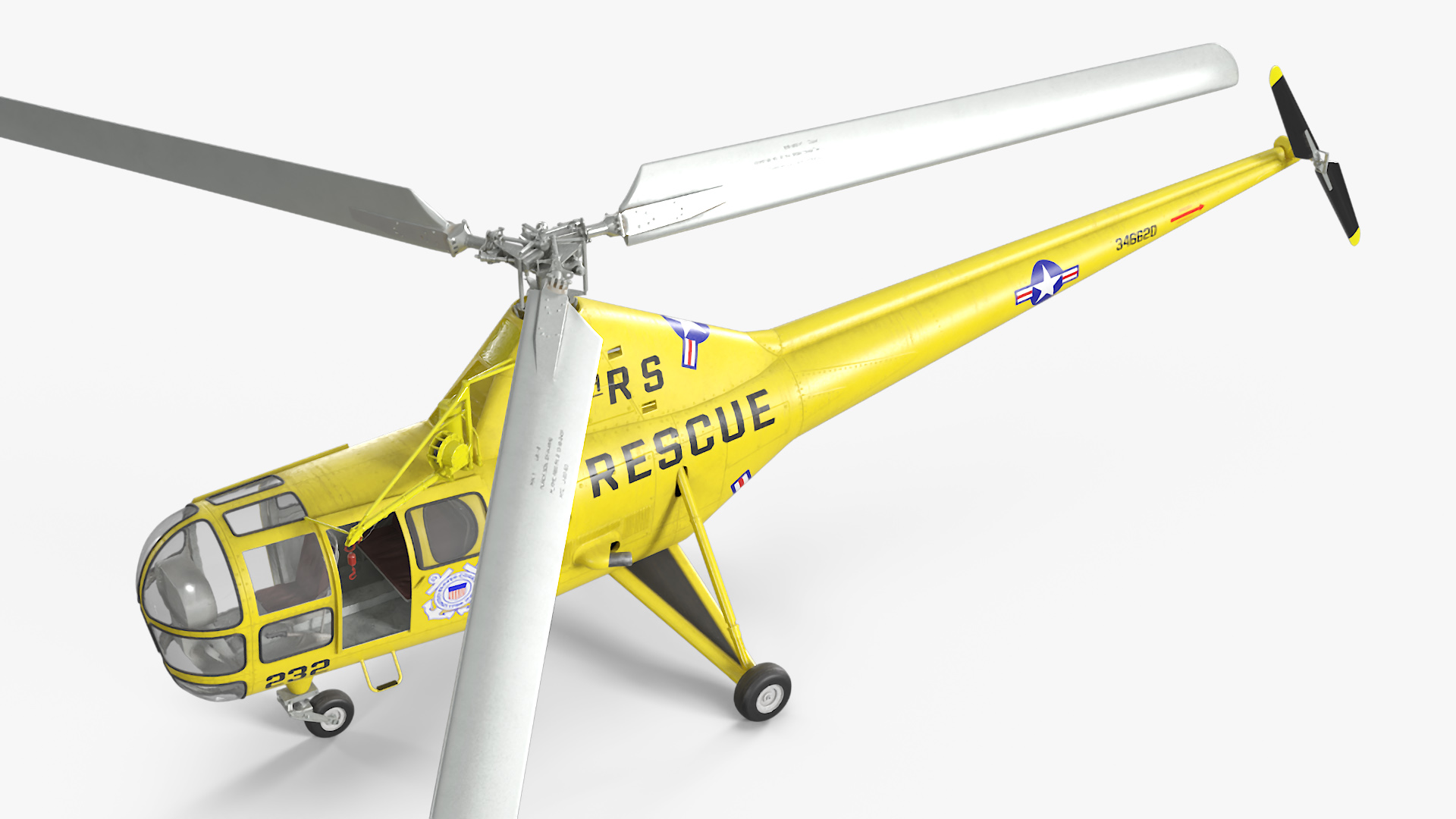 3D Search and Rescue Helicopter Sikorsky H-5 Rigged model