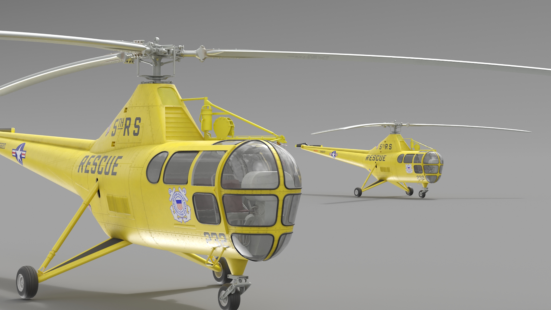 3D Search and Rescue Helicopter Sikorsky H-5 Rigged model