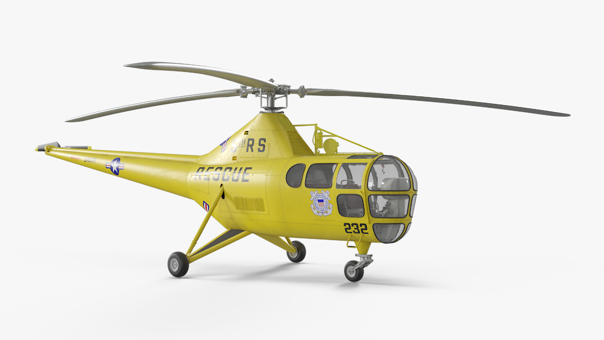 3D Search and Rescue Helicopter Sikorsky H-5 Rigged model