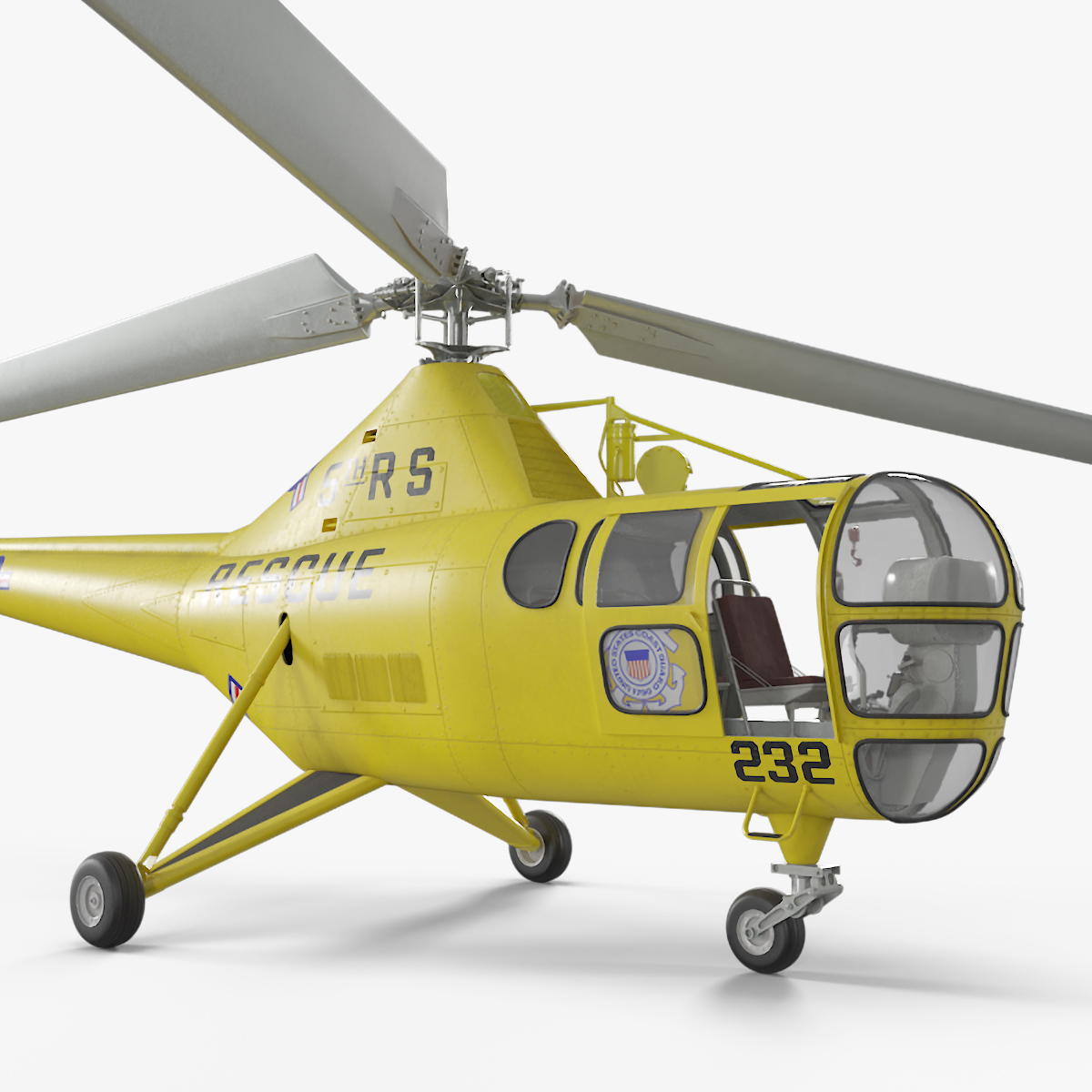 3D Search and Rescue Helicopter Sikorsky H-5 Rigged model