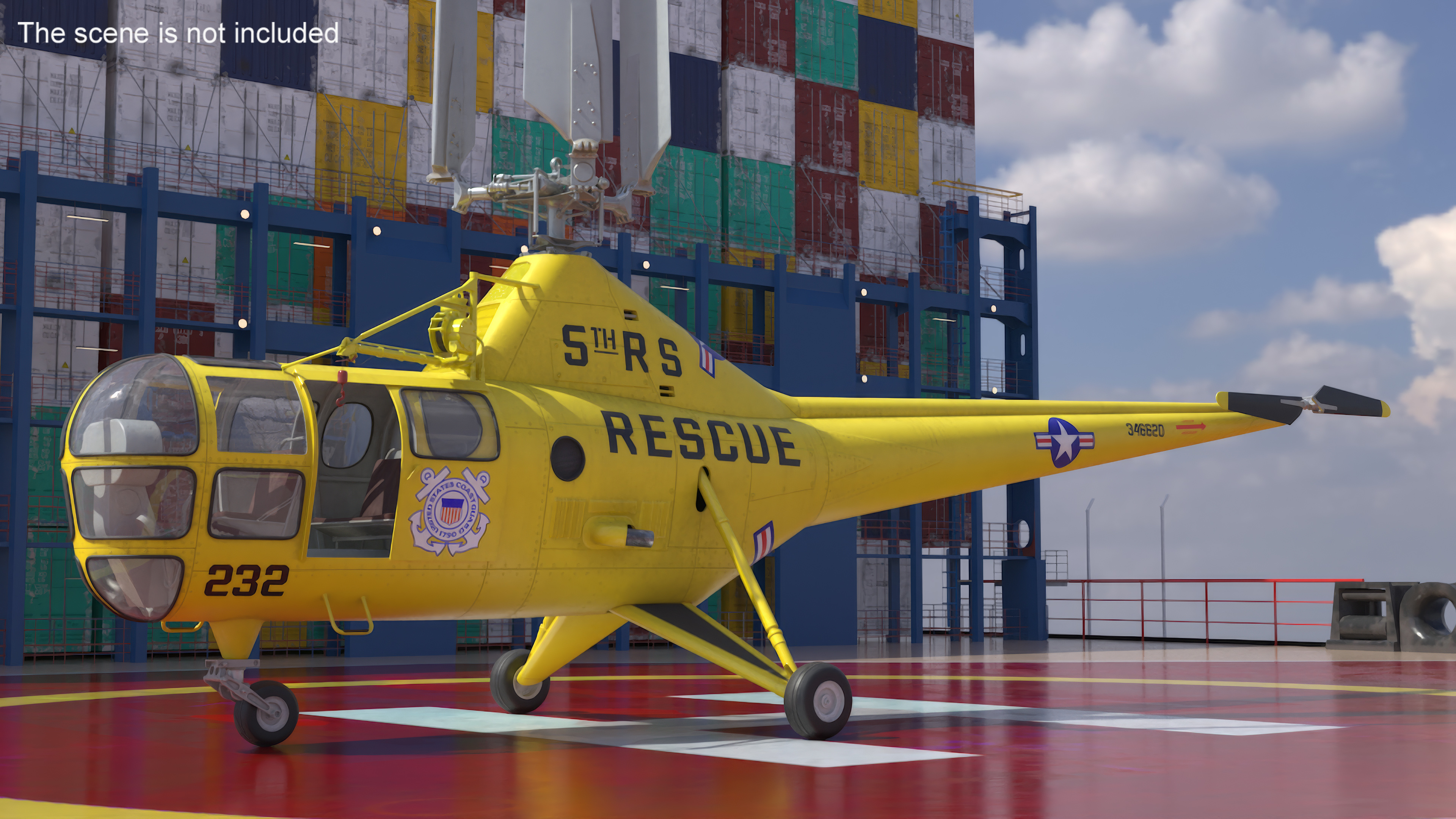 3D Search and Rescue Helicopter Sikorsky H-5 Rigged model