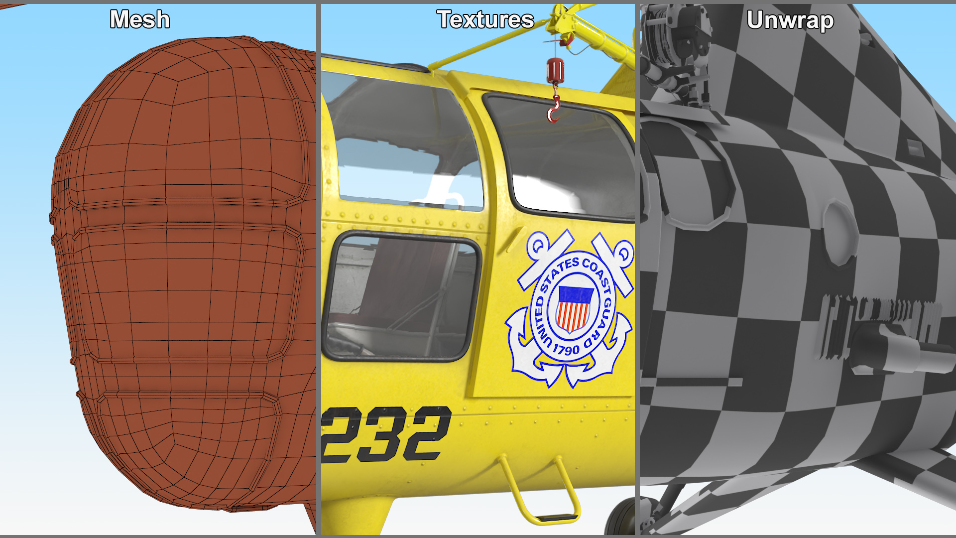 3D Search and Rescue Helicopter Sikorsky H-5 Rigged model