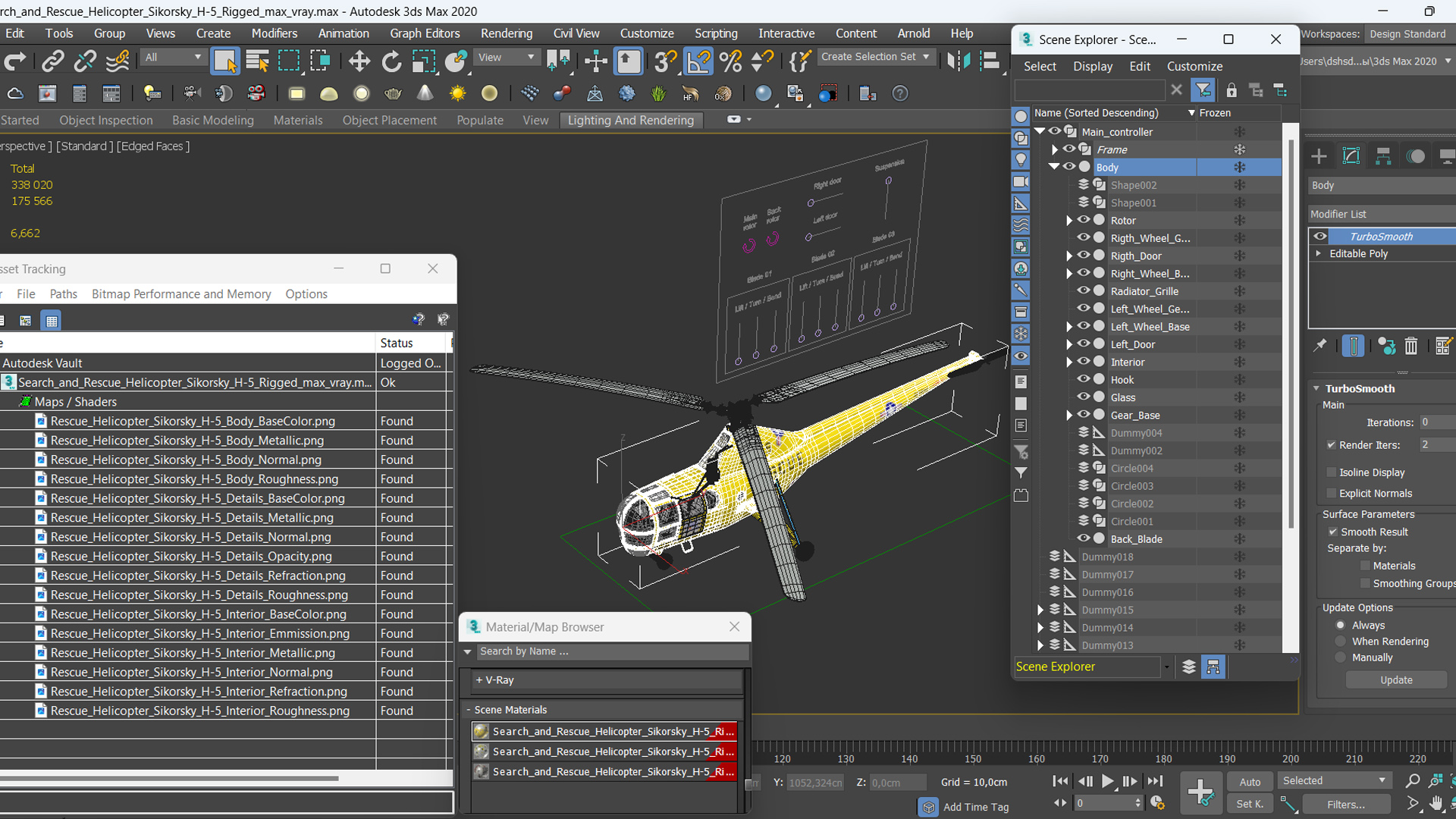 3D Search and Rescue Helicopter Sikorsky H-5 Rigged model