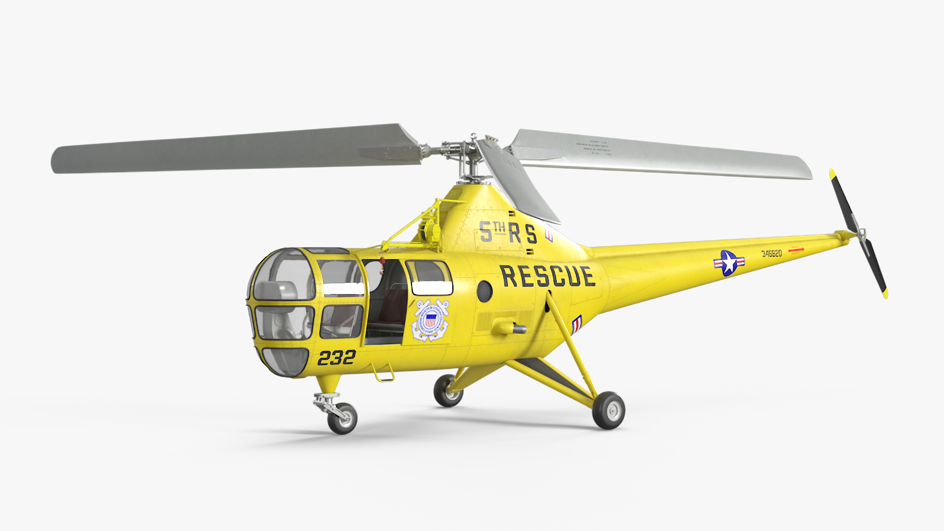 3D Search and Rescue Helicopter Sikorsky H-5 Rigged model