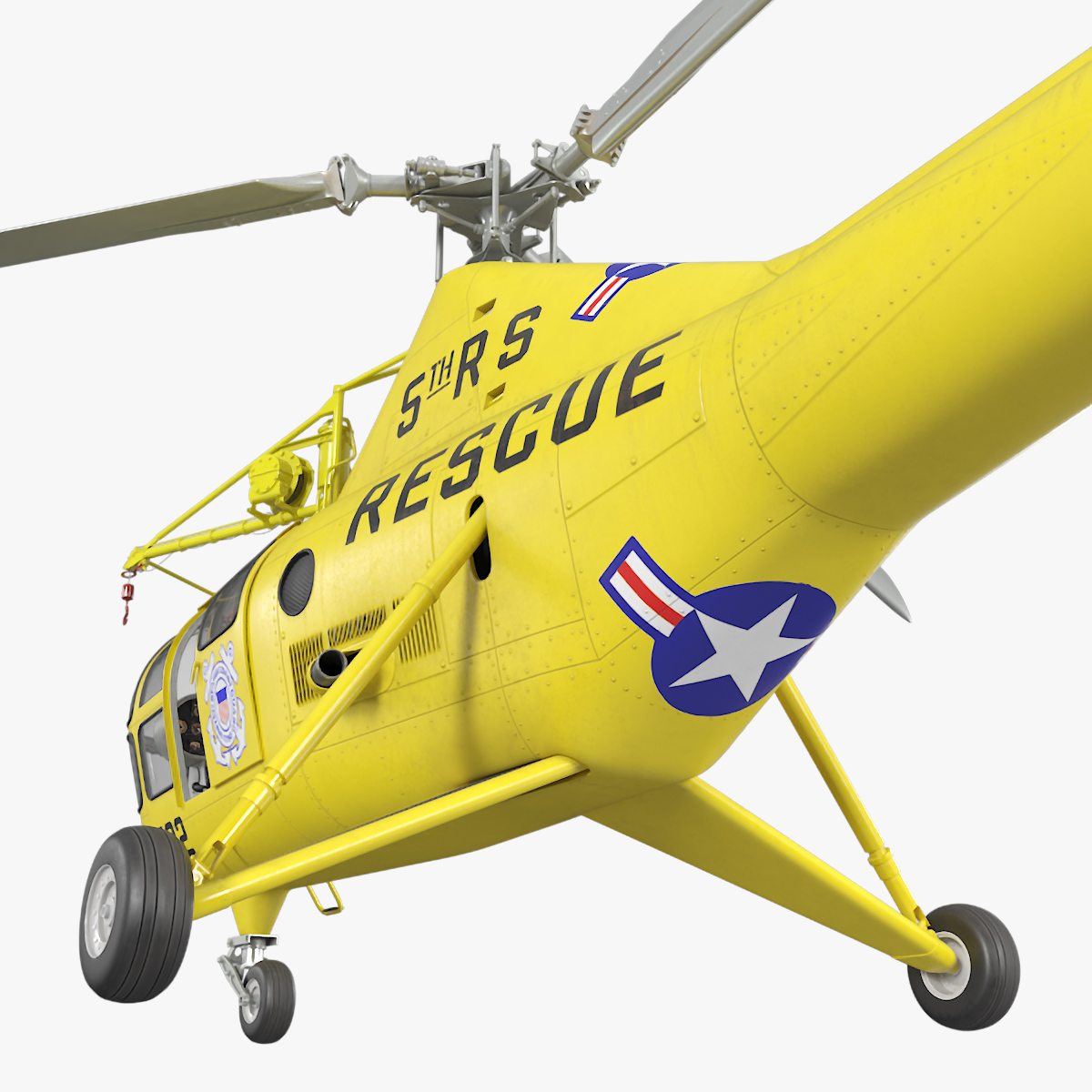 3D Search and Rescue Helicopter Sikorsky H-5 Rigged model