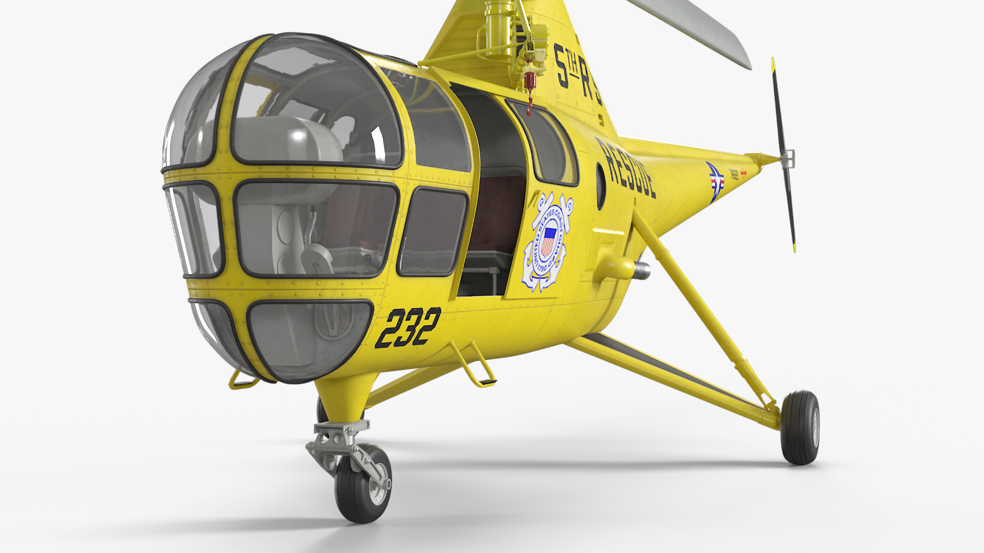 3D Search and Rescue Helicopter Sikorsky H-5 Rigged model