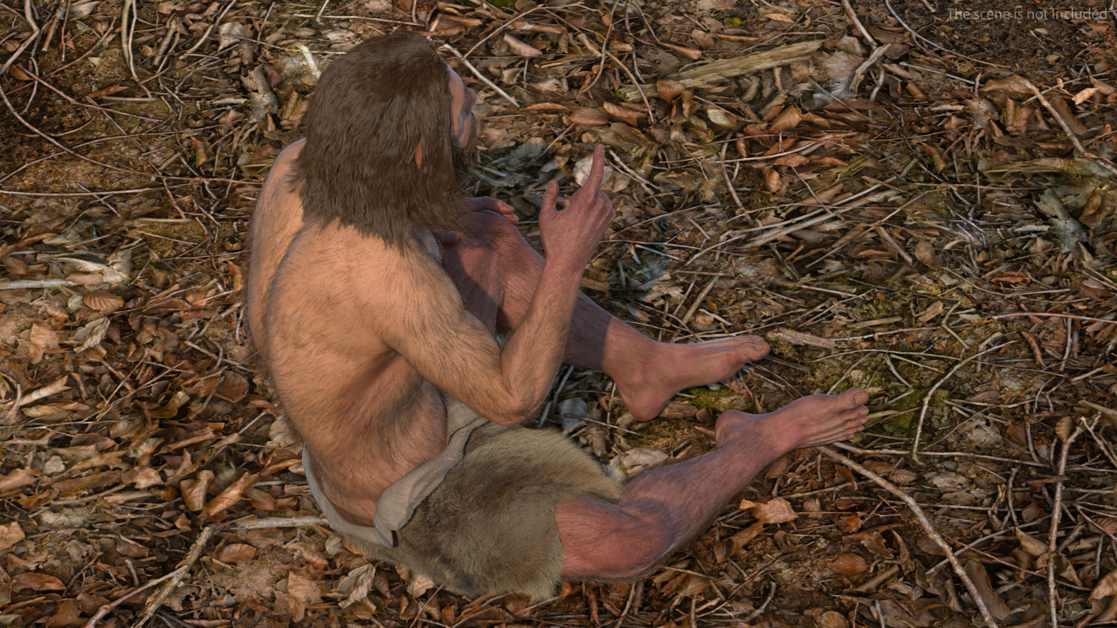 3D model Ancient Neanderthal Fur Rigged