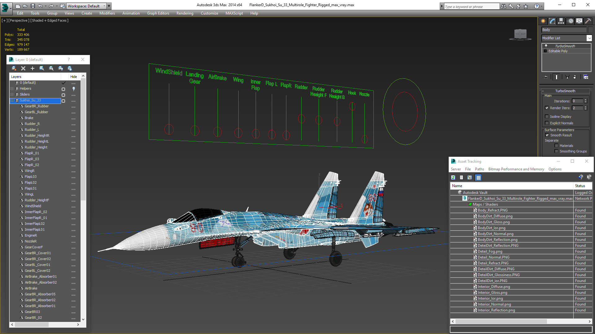 3D FlankerD Sukhoi Su-33 Multirole Fighter Rigged