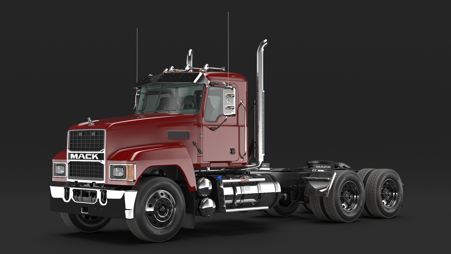 Semi Truck Mack Red 3D model