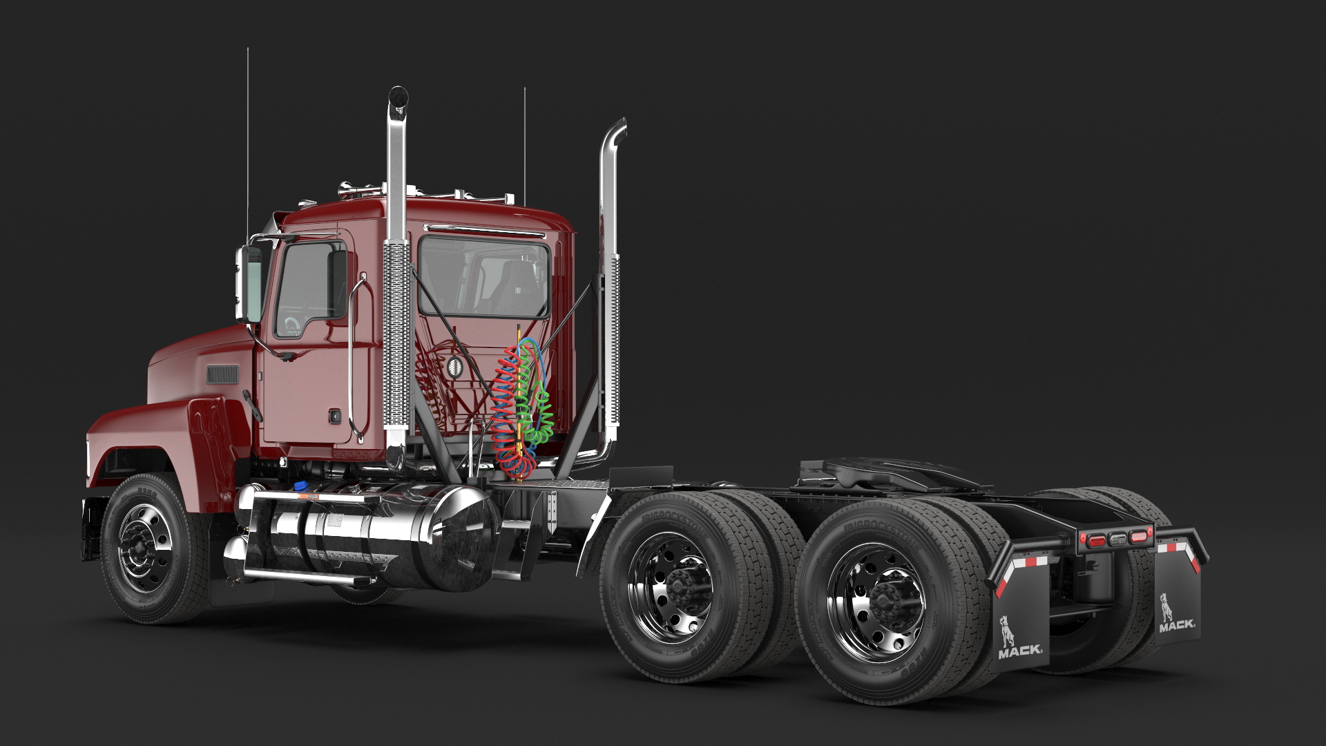 Semi Truck Mack Red 3D model