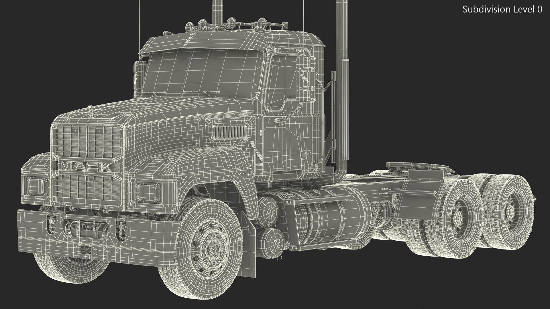 Semi Truck Mack Red 3D model