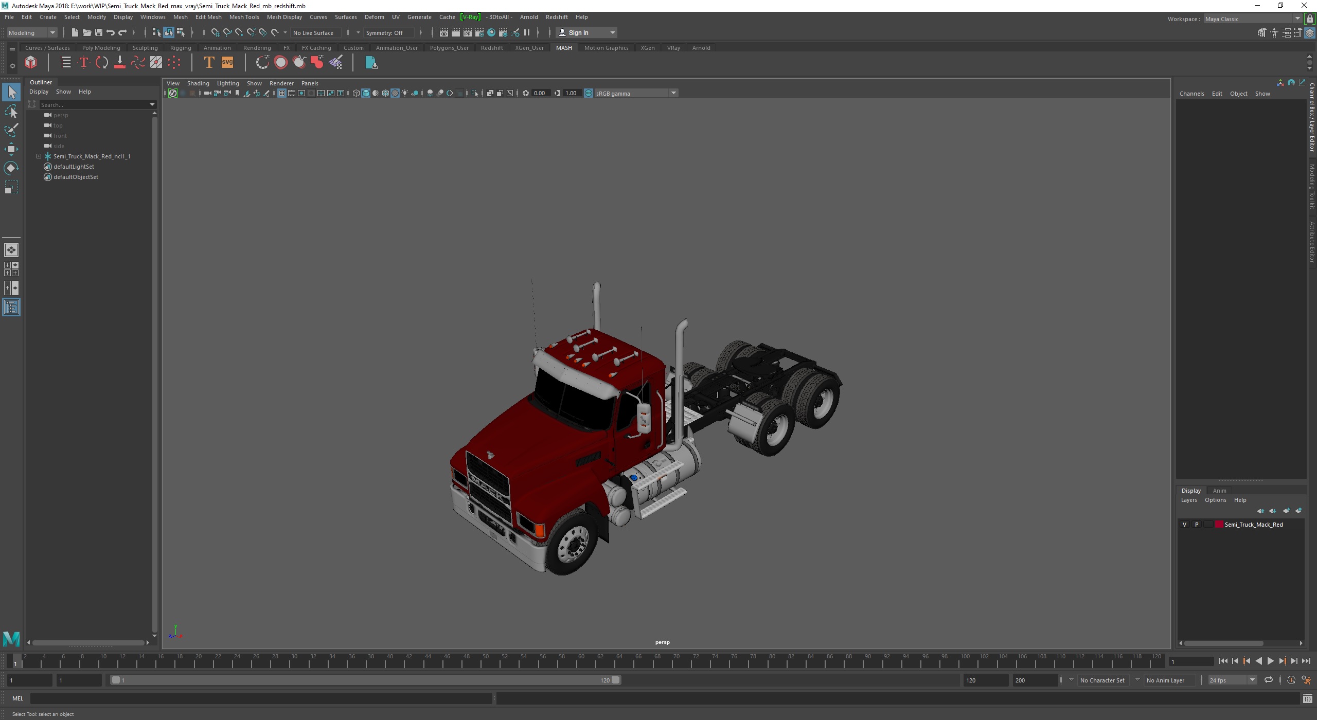 Semi Truck Mack Red 3D model