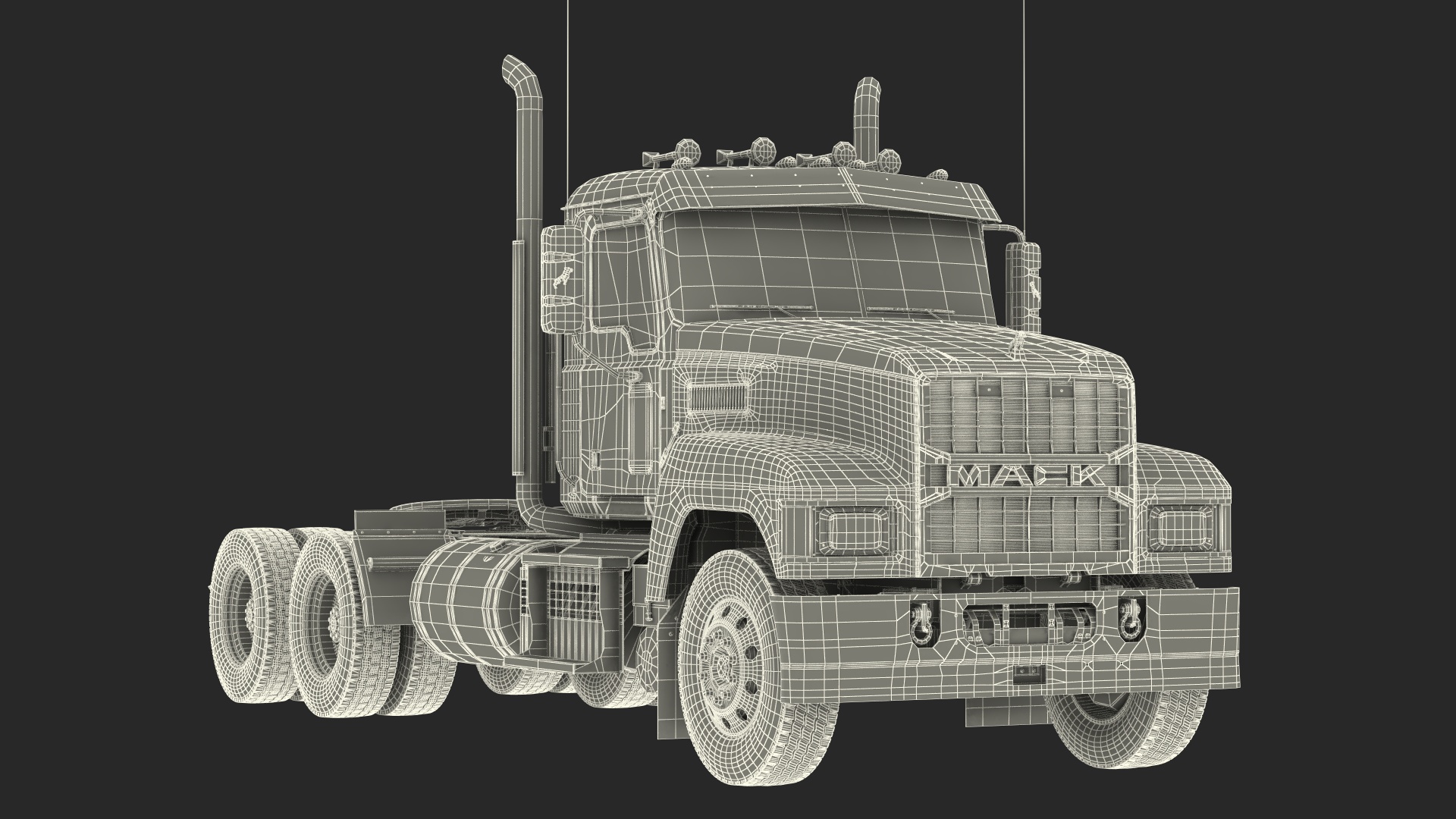 Semi Truck Mack Red 3D model