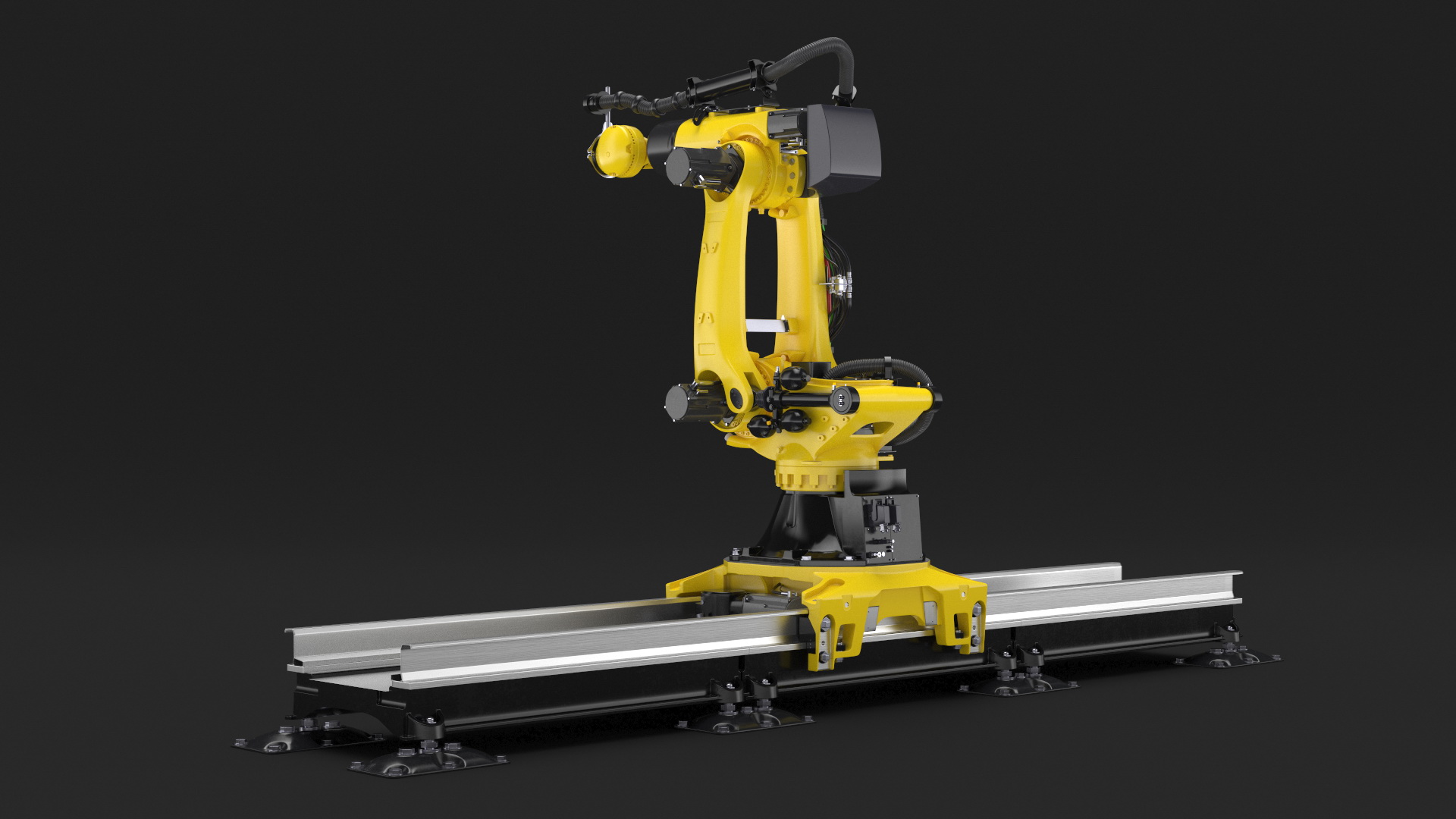 Robotic Arm Yellow on Rails 3D