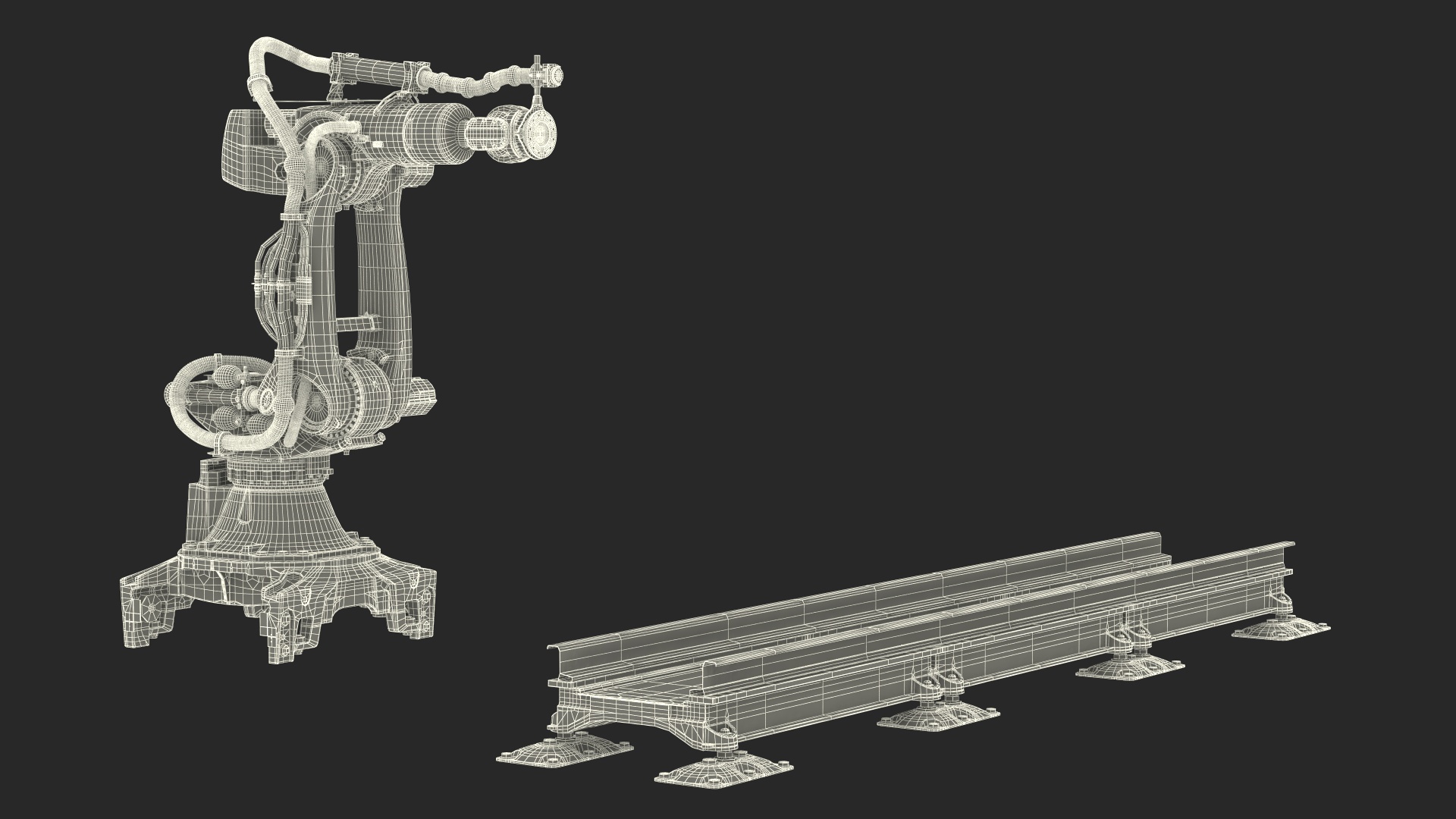 Robotic Arm Yellow on Rails 3D