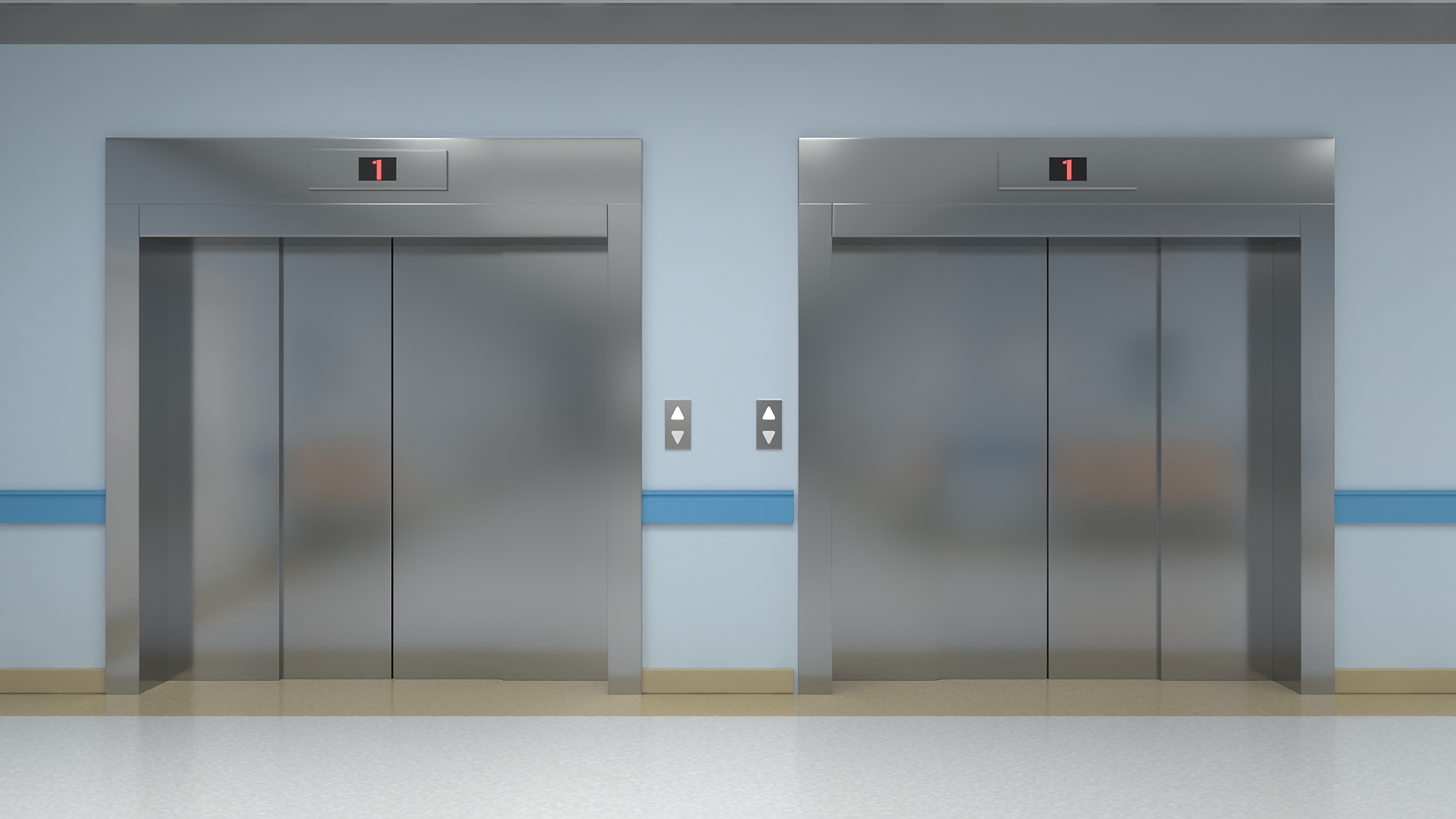 Hospital Hallway Corridor Corner 3D