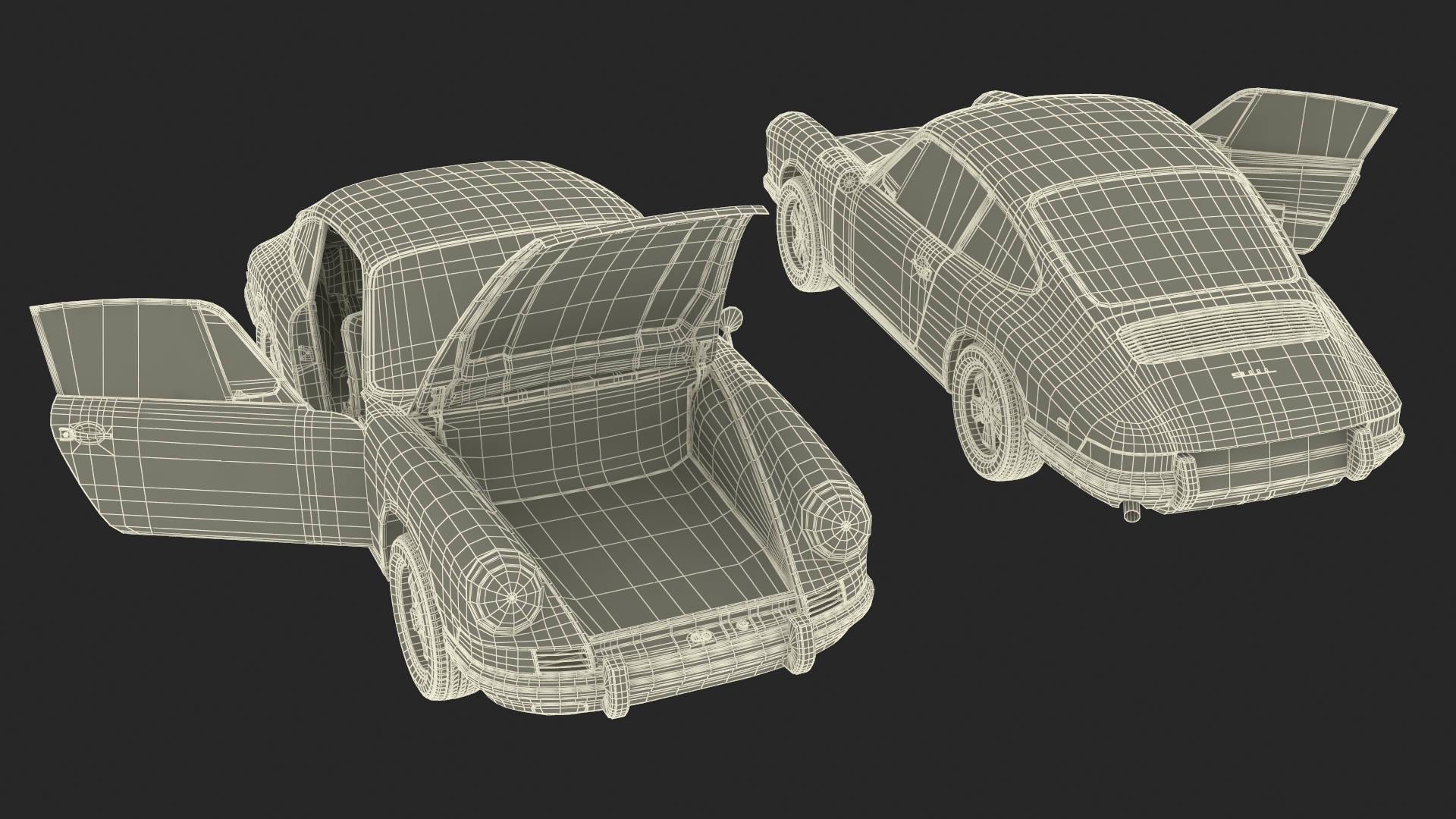 3D White Porsche 911 1968 Rigged for Maya model