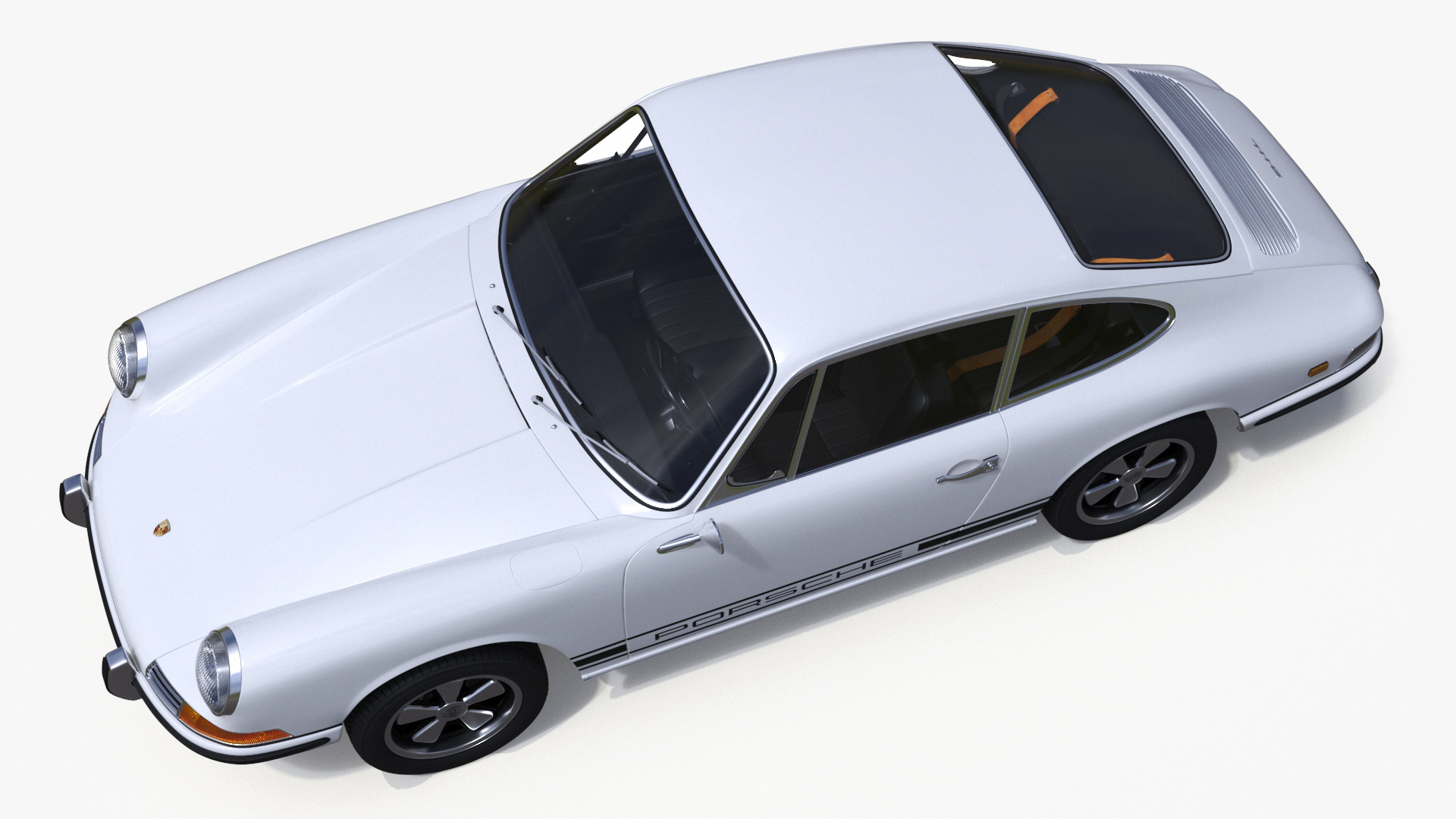 3D White Porsche 911 1968 Rigged for Maya model