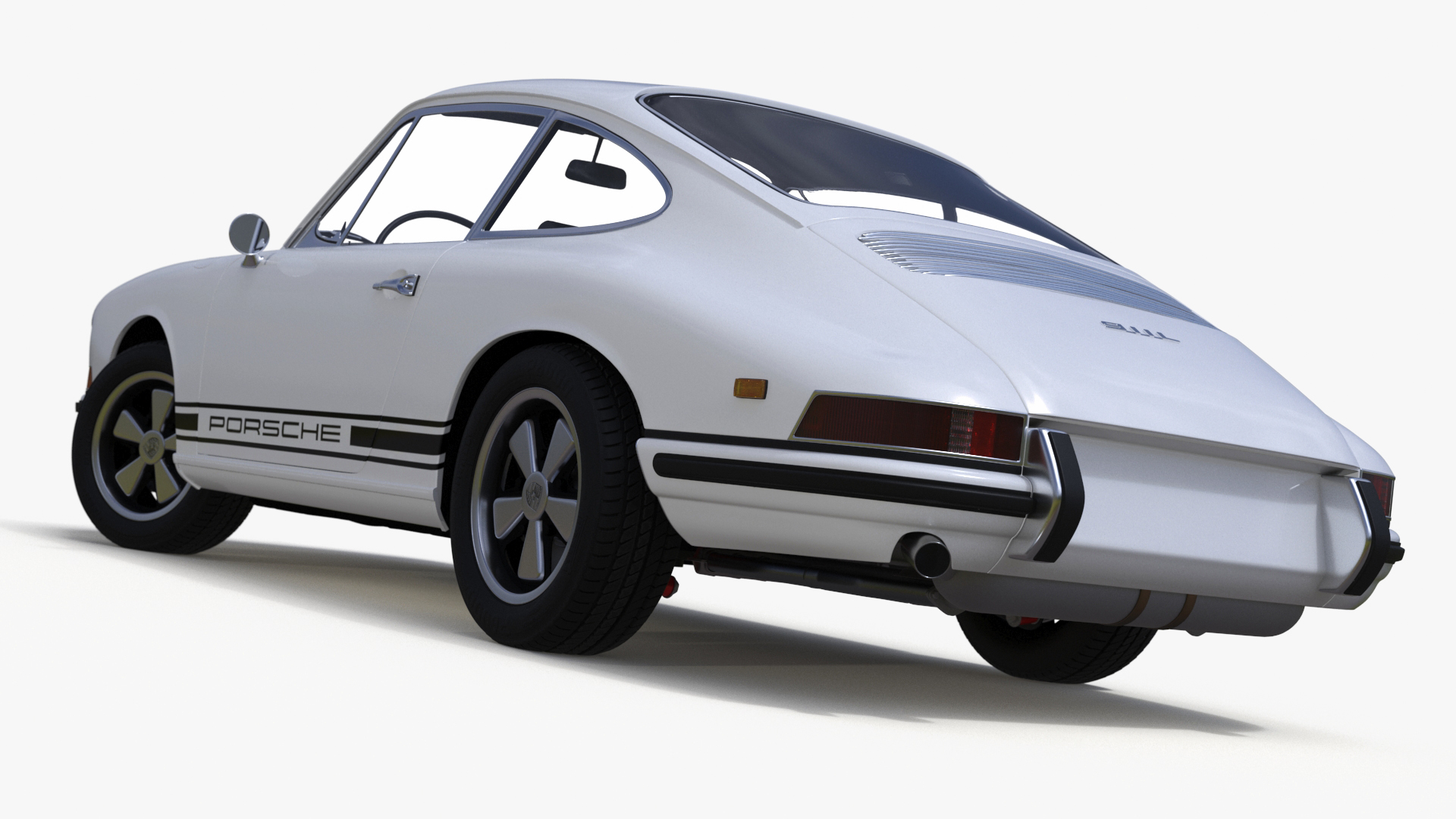 3D White Porsche 911 1968 Rigged for Maya model