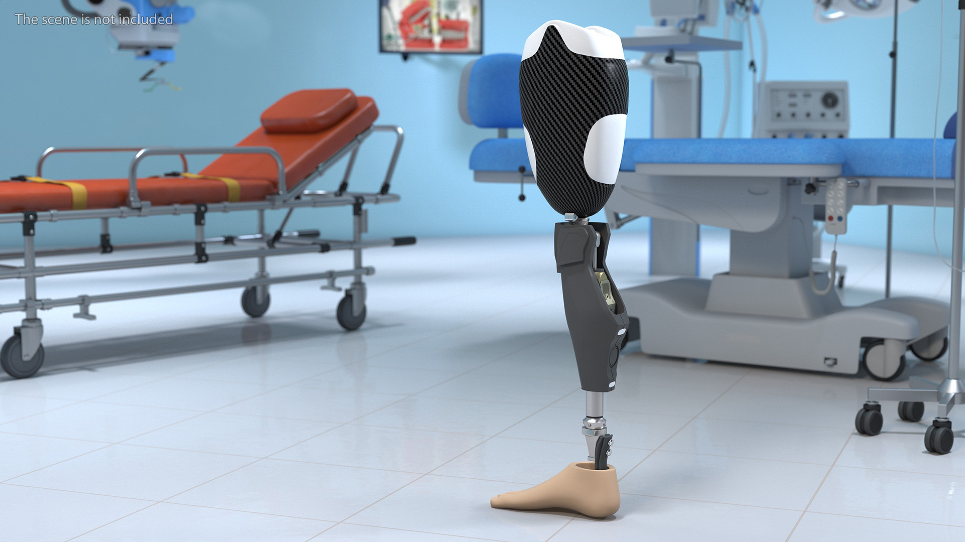 Man Wearing Lower Limb Prosthesis Rigged for Maya 3D model