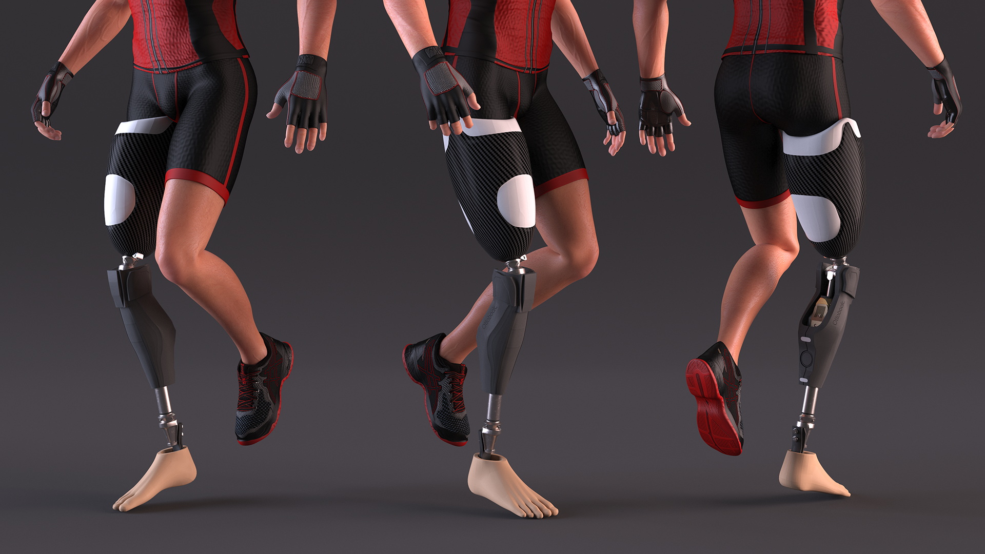 3D model Man Wearing Lower Limb Prosthesis Rigged