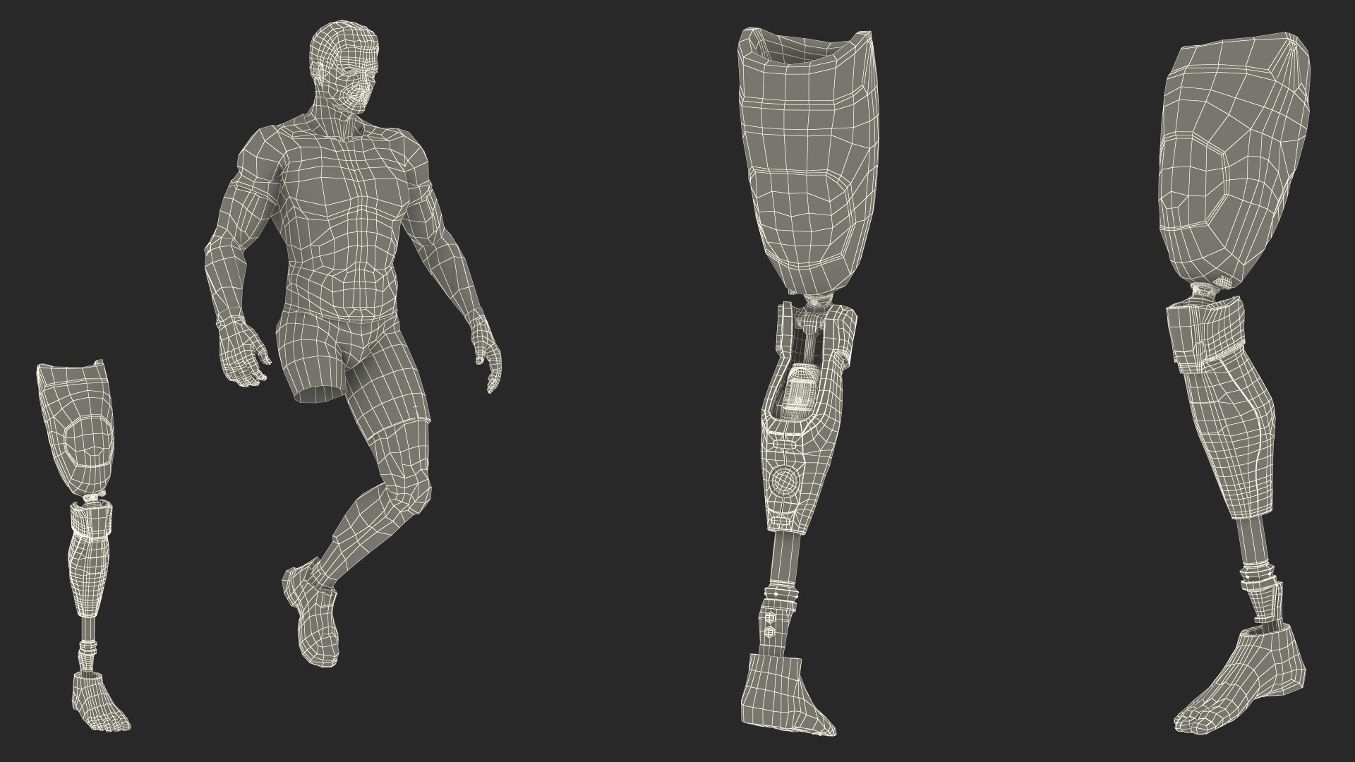 3D model Man Wearing Lower Limb Prosthesis Rigged