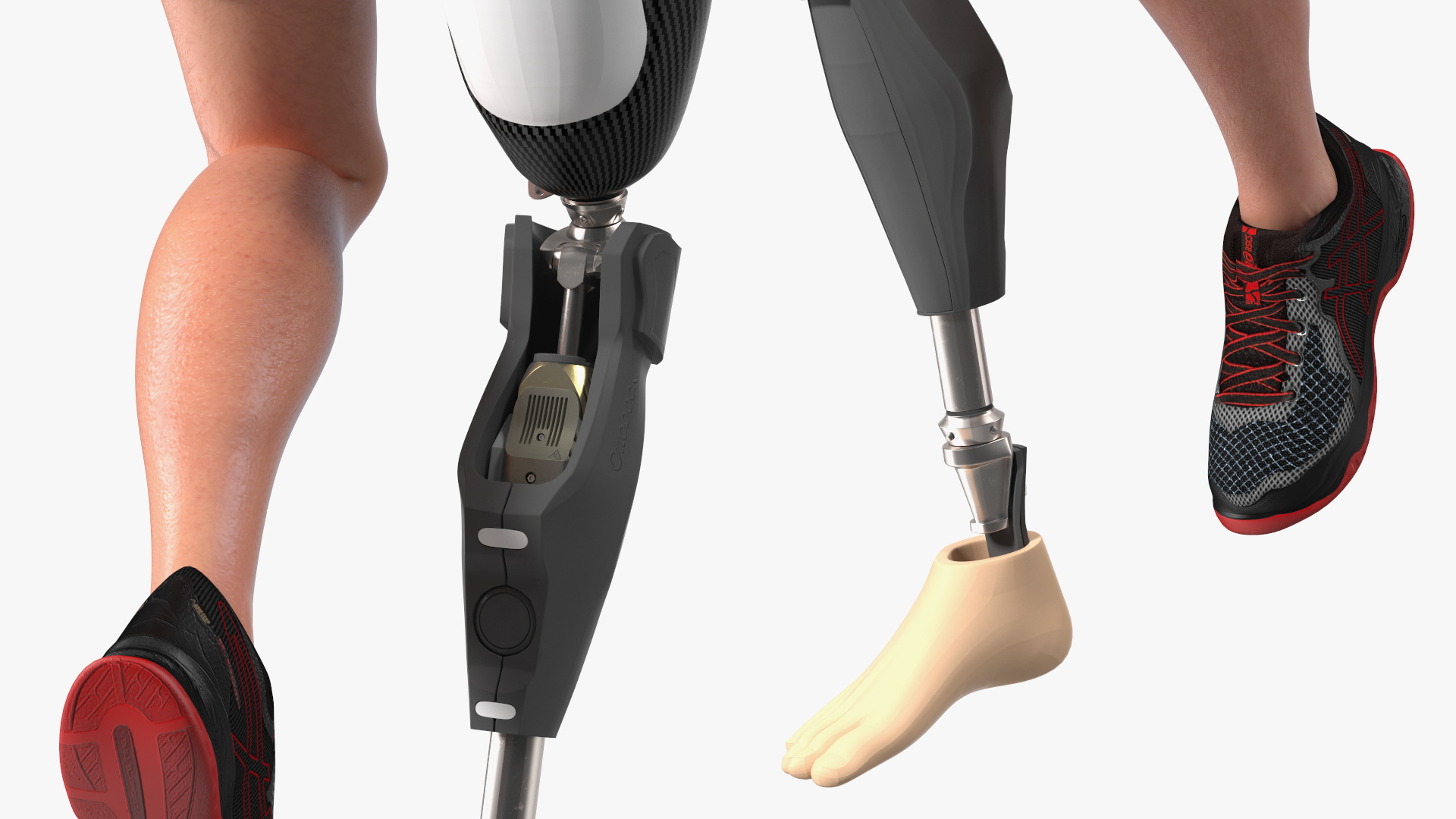 Man Wearing Lower Limb Prosthesis Rigged for Maya 3D model