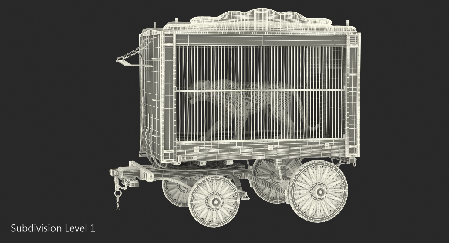 3D Tiger in Circus Wagon