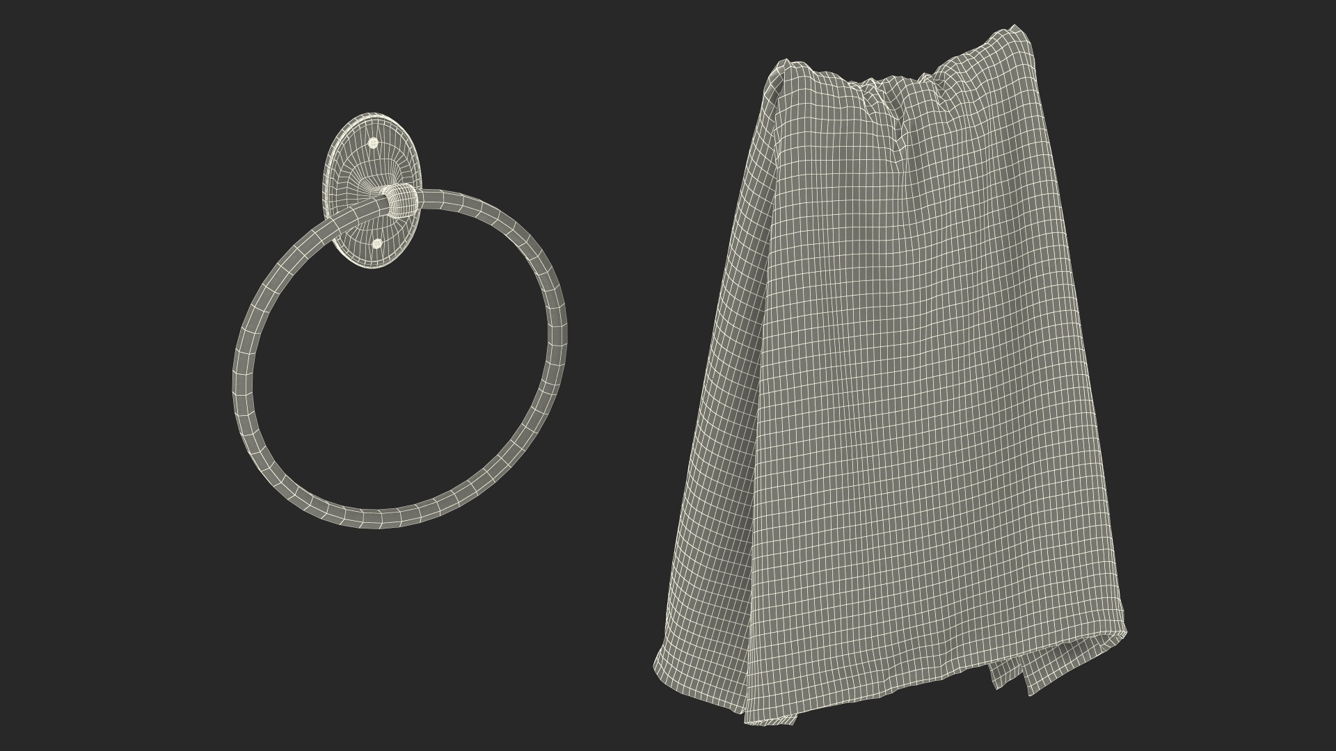 Hanging Hand Towel with Ring Holder Fur 3D model