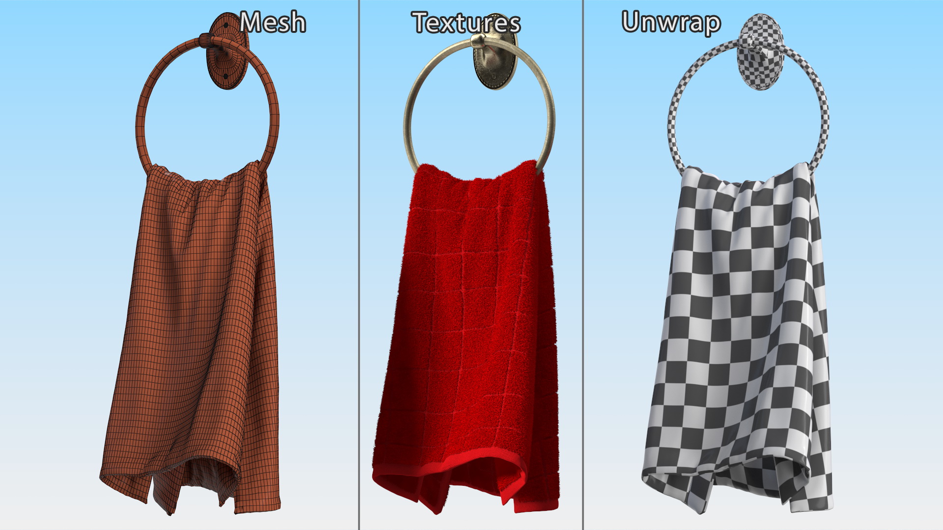 Hanging Hand Towel with Ring Holder Fur 3D model