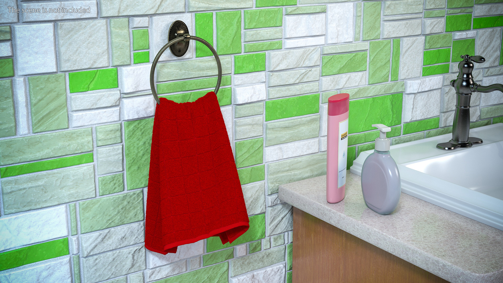 Hanging Hand Towel with Ring Holder Fur 3D model