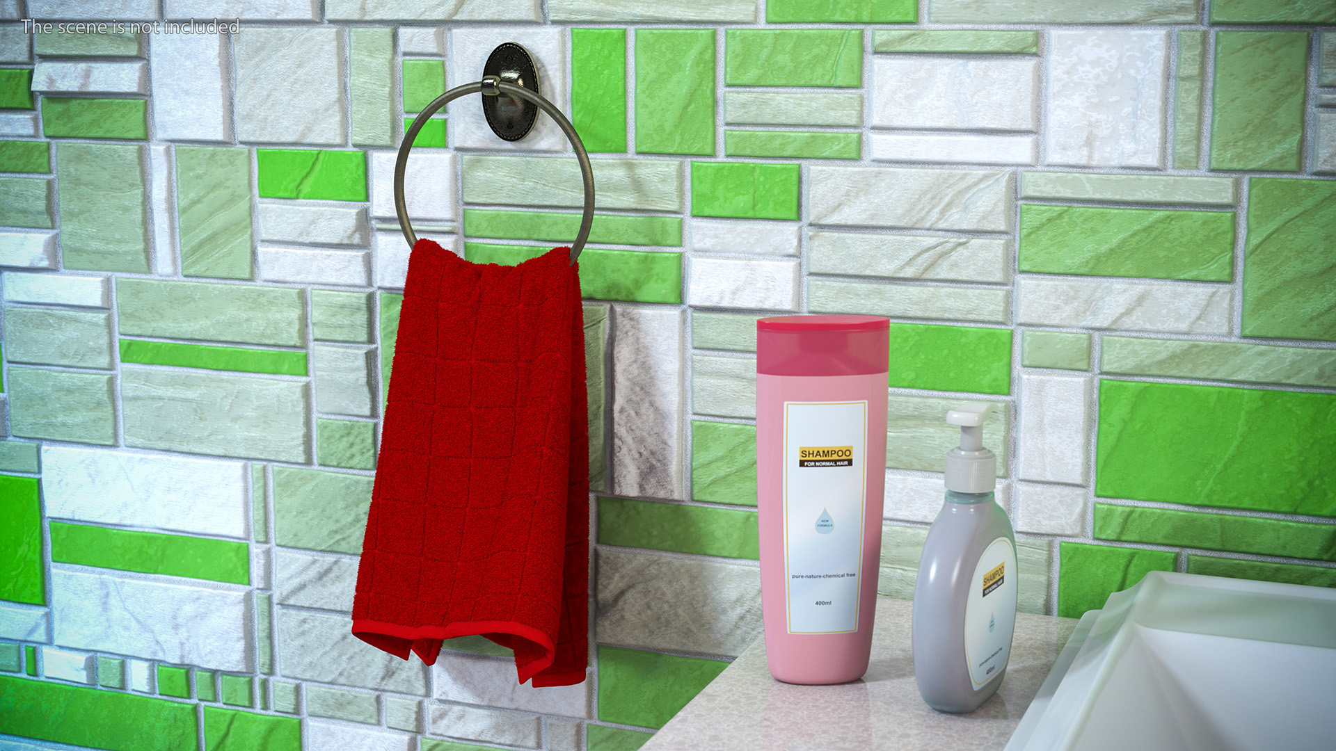 Hanging Hand Towel with Ring Holder Fur 3D model