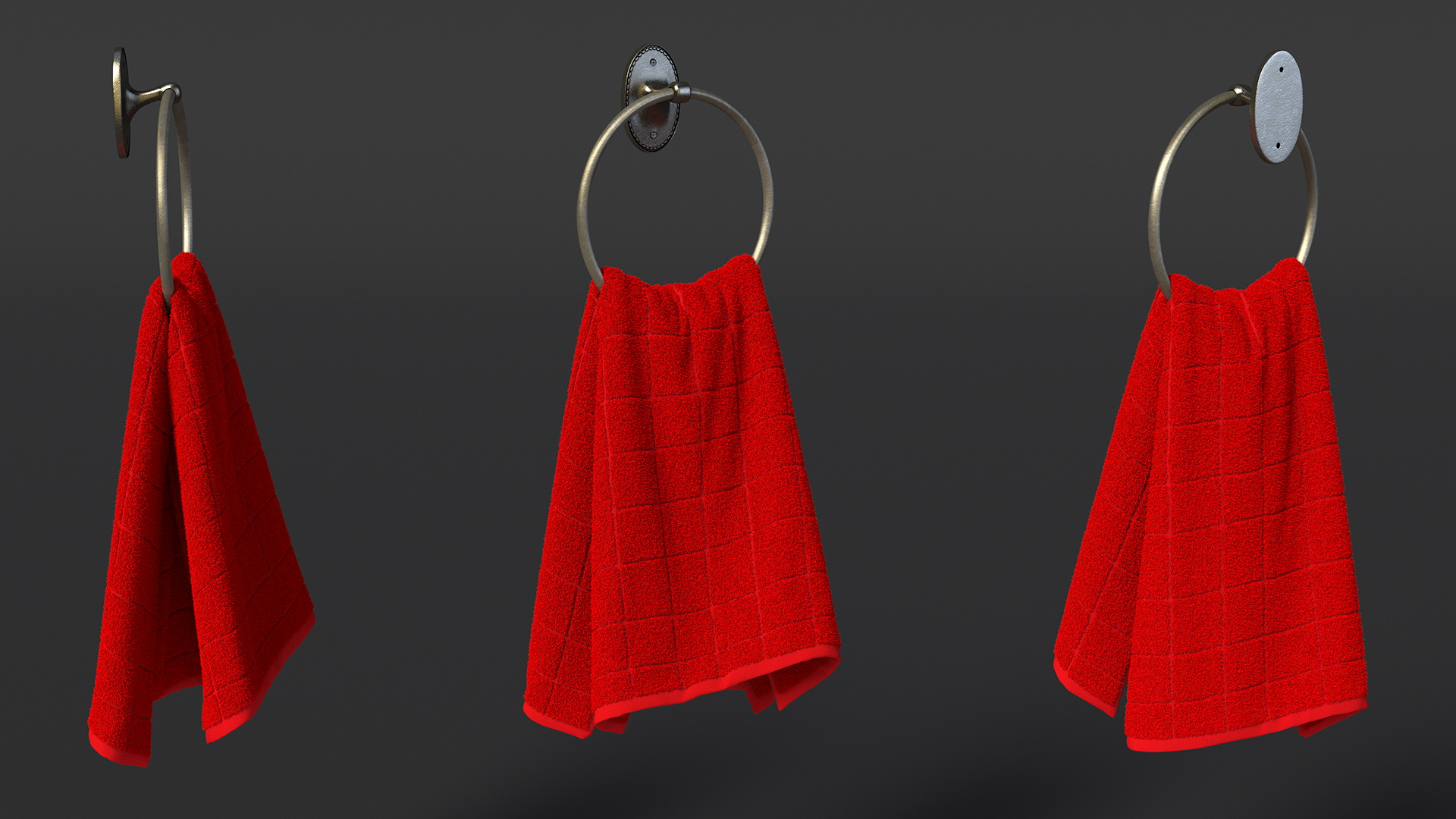 Hanging Hand Towel with Ring Holder Fur 3D model