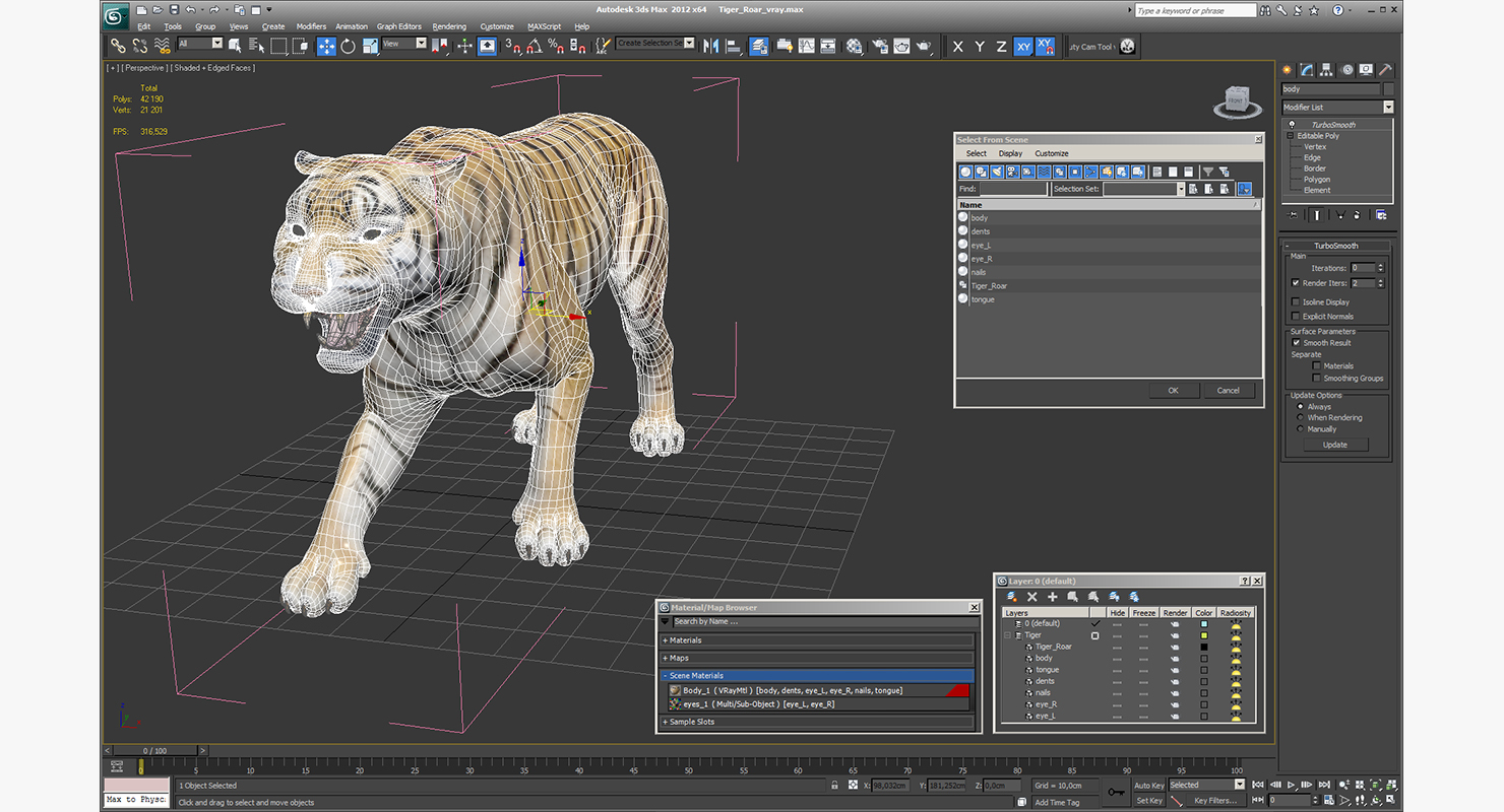 3D model Tiger Roar