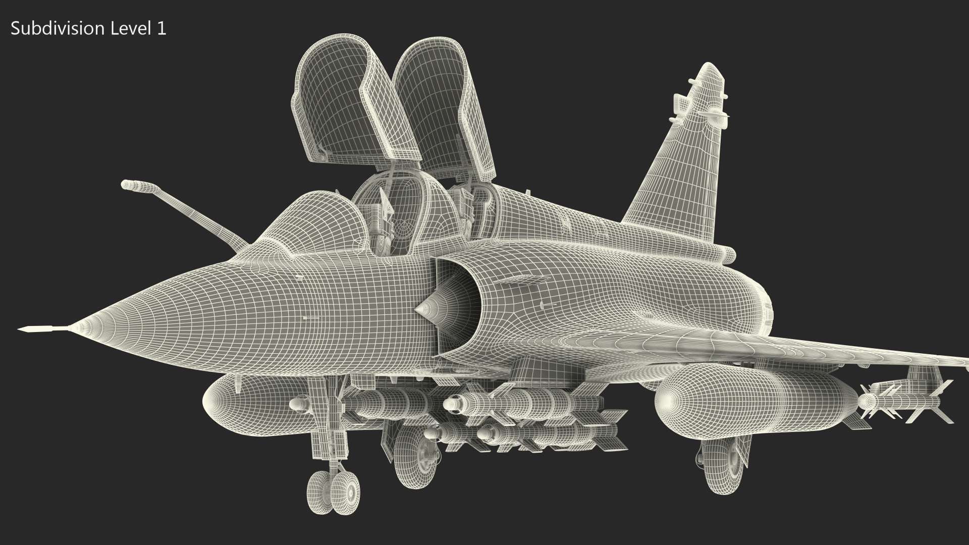 Dassault Mirage 2000N Tactical Bomber with Armament Camouflage 3D