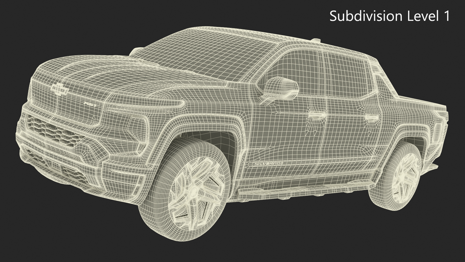 3D Black Chevrolet Silverado EV RST 2024 Simplified model