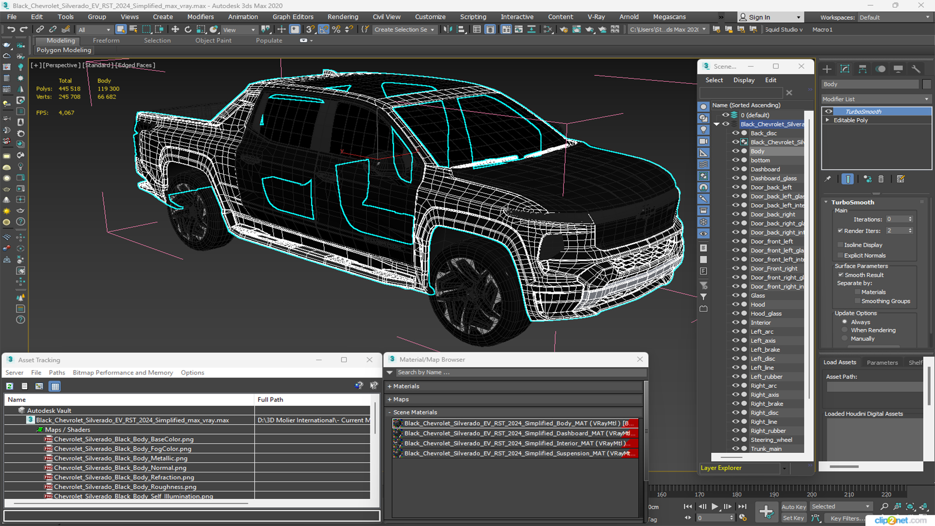 3D Black Chevrolet Silverado EV RST 2024 Simplified model