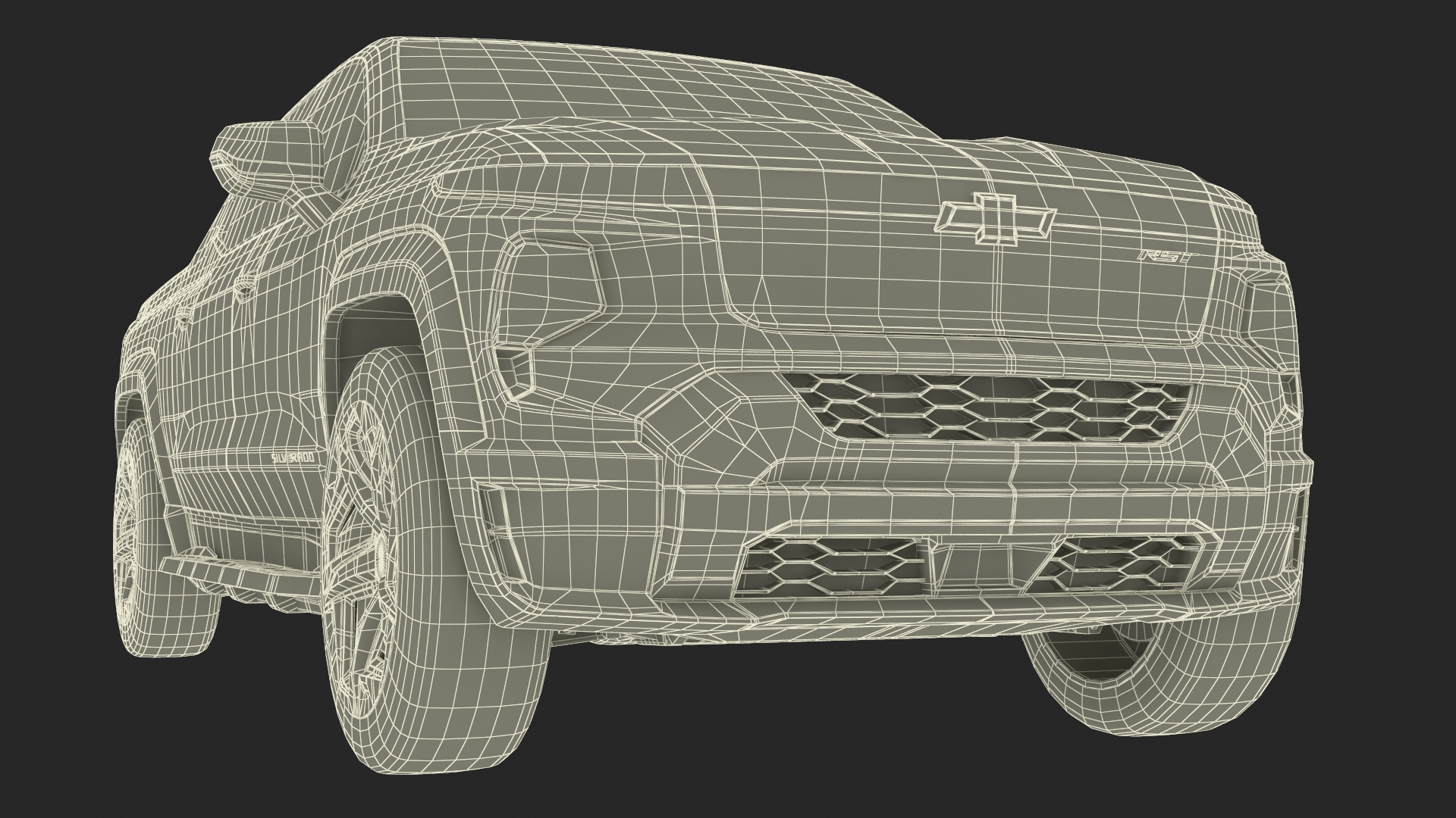 3D Black Chevrolet Silverado EV RST 2024 Simplified model