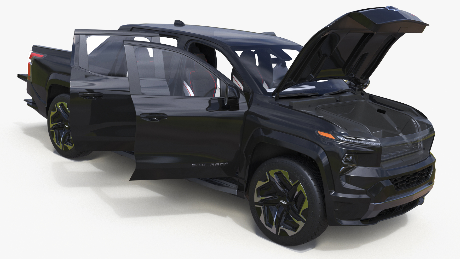 3D Black Chevrolet Silverado EV RST 2024 Simplified model