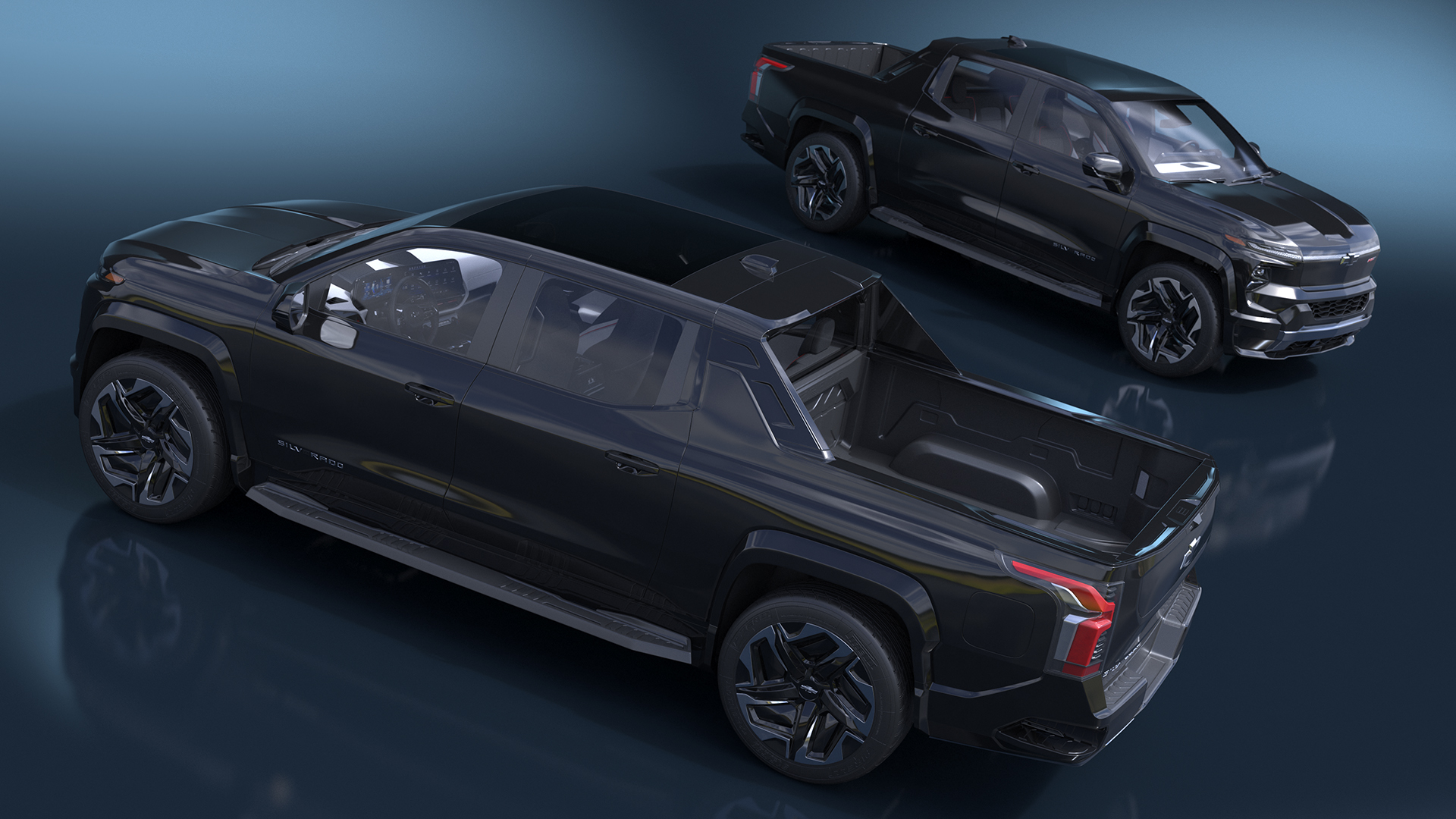 3D Black Chevrolet Silverado EV RST 2024 Simplified model